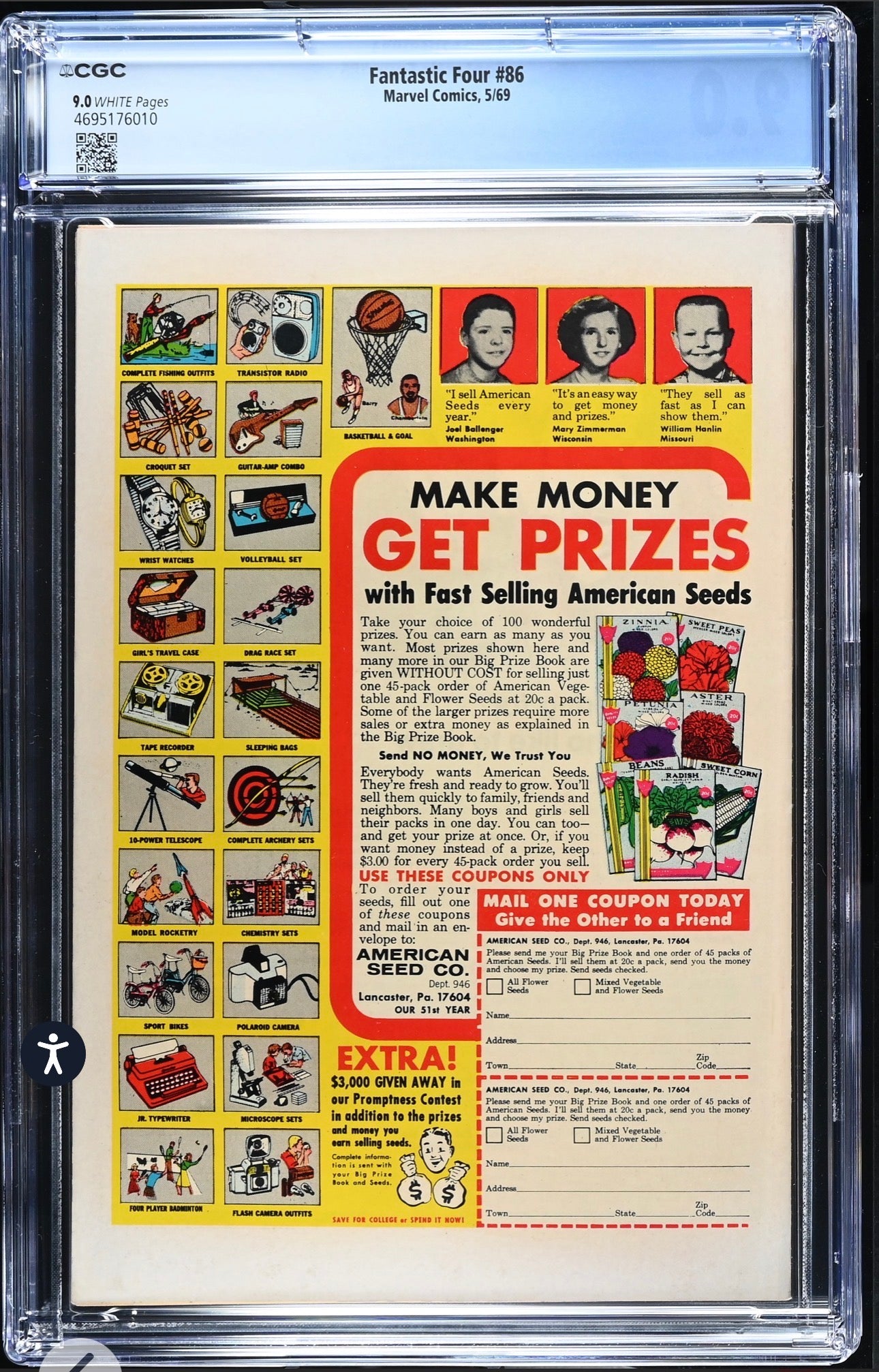 Fantastic Four #86 CGC 9.0 (Marvel, 1969), Doctor Doom Cover Rare White Pages