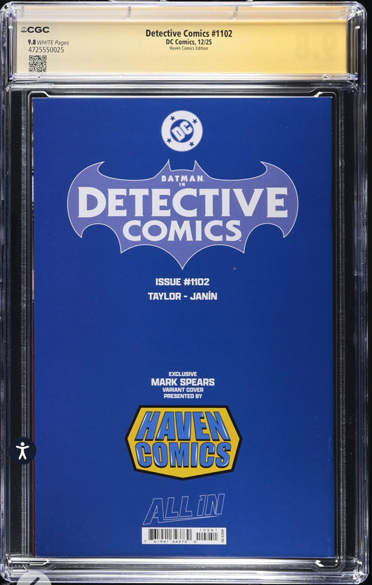 Detective Comics #1102 CGC SS 9.8 SIGNED By Mark Spears Batman Cover "HA HA” (DC, 2025)
