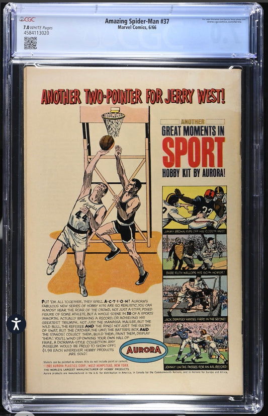Amazing Spider-Man #37 CGC 7.0 (Marvel, 1966) 1st Norman Osborne Rare White Pgs