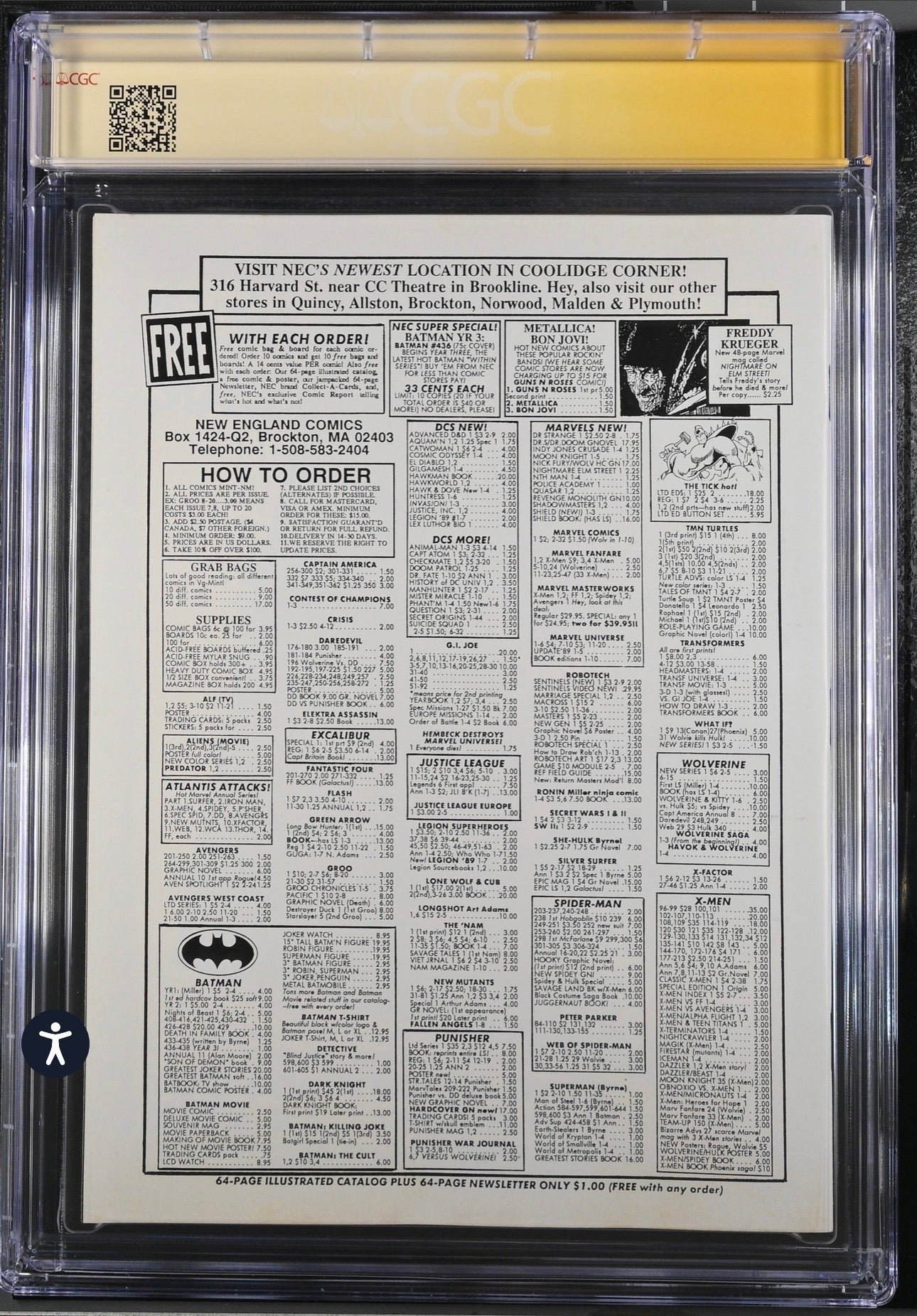 Freddy Kruegers A Nightmare on Elm Street #1 CGC SS 9.0 (Marvel, 1989 Newsstand Edition) Signed By Robert Englund and wrote “Freddy K”