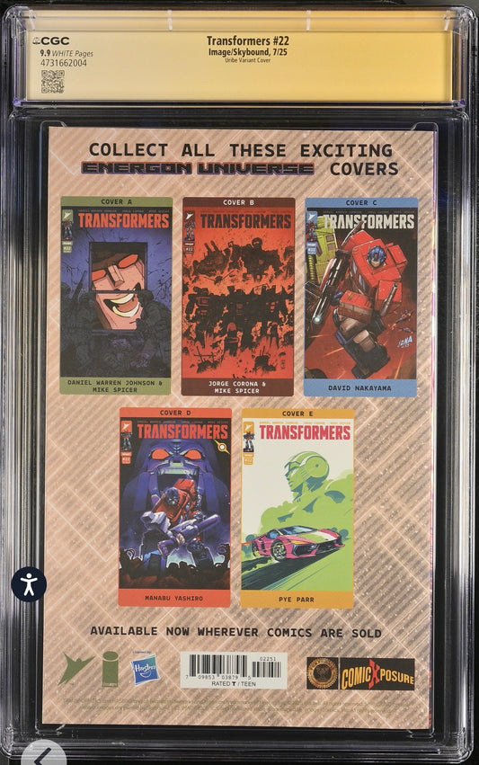 TRANSFORMERS #22 CGC SS 9.9 Signed By Jonathan Uribe (Image/Skybound, 2025)