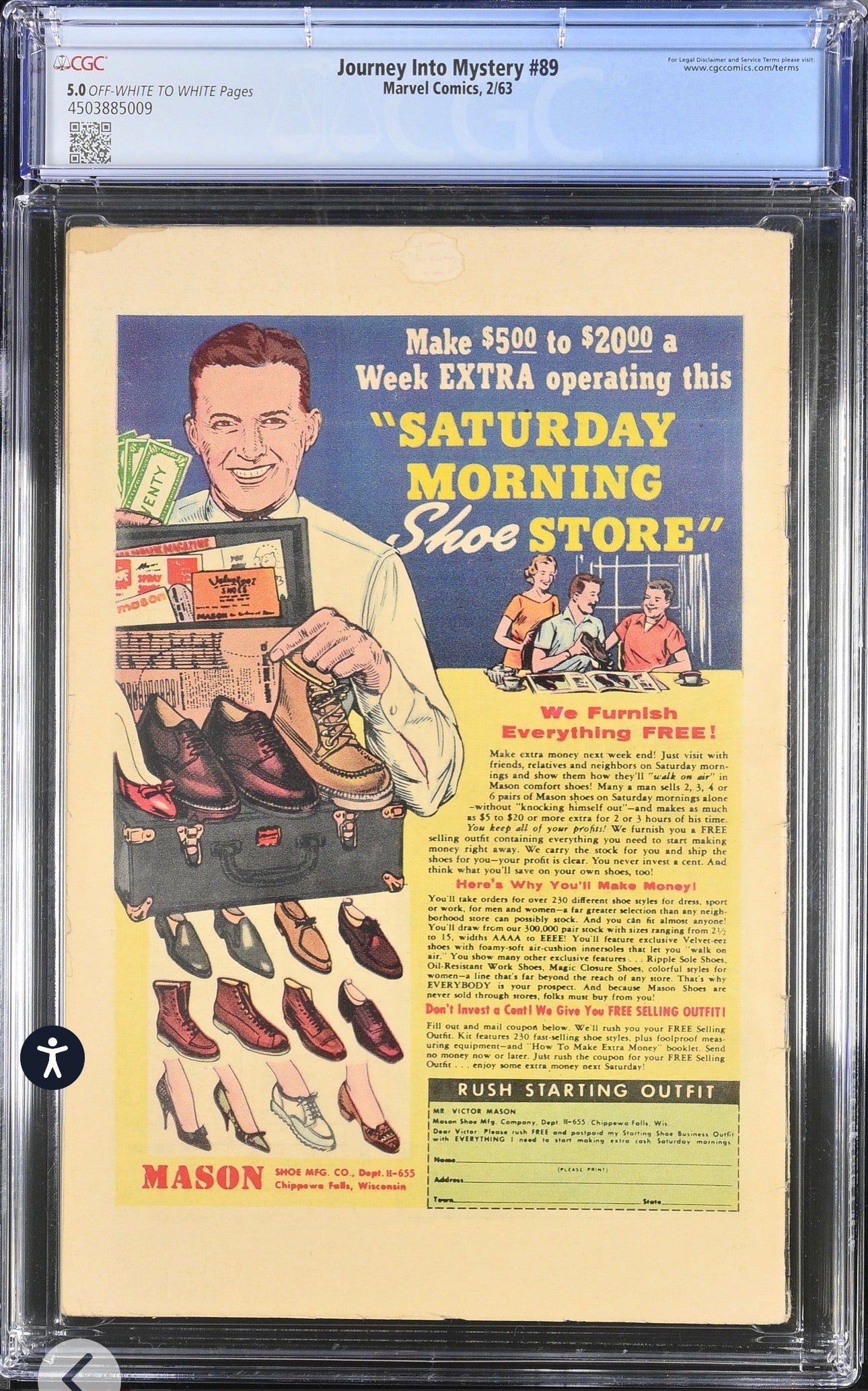 Journey Into Mystery #89 CGC 5.0 (Stan Lee, Larry Lieber) Classic Thor Cover