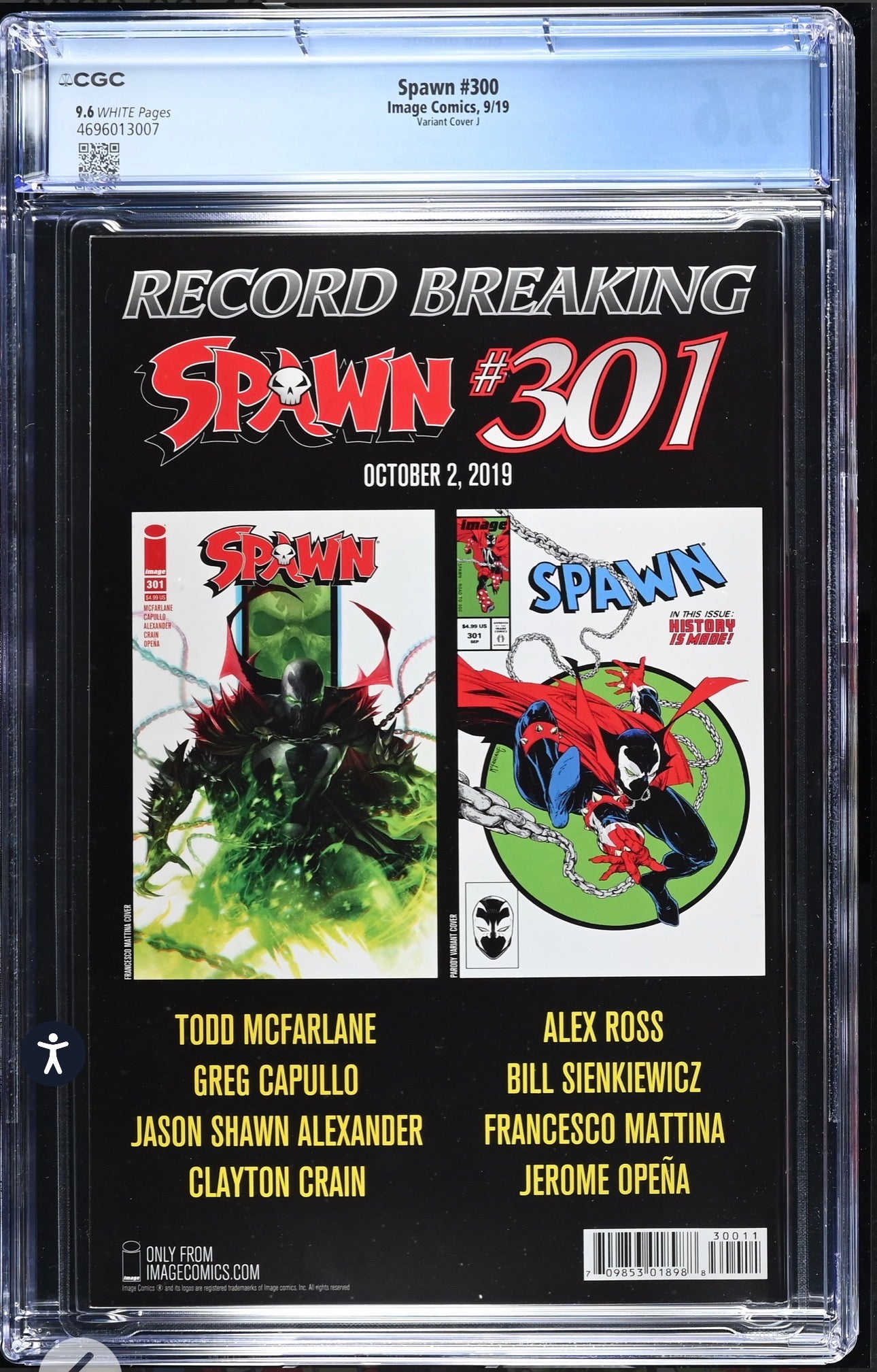 Spawn #300 CGC 9.6 (Image, 2019) Cover J (Amazing Spider-Man #300 Homage)