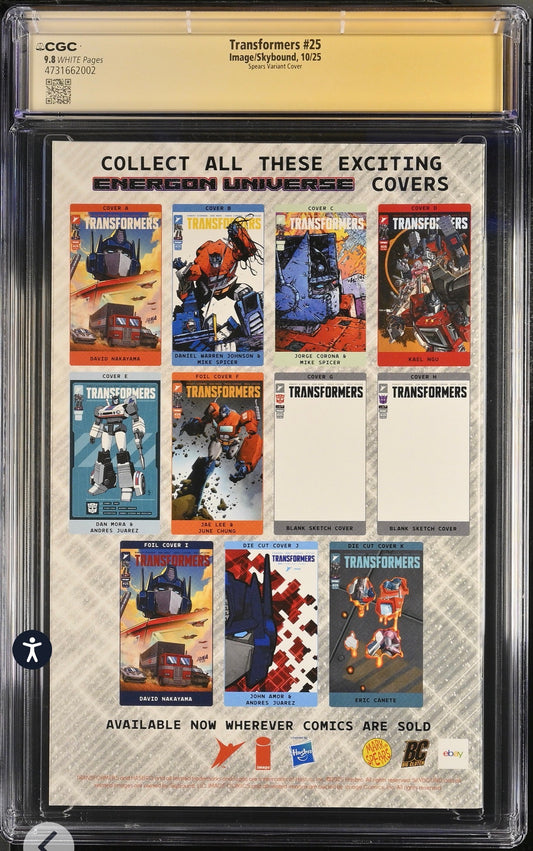 Transformers #25 CGC SS 9.8 Signed & Sketch By Mark Spears (Image/Skybound, 2025)