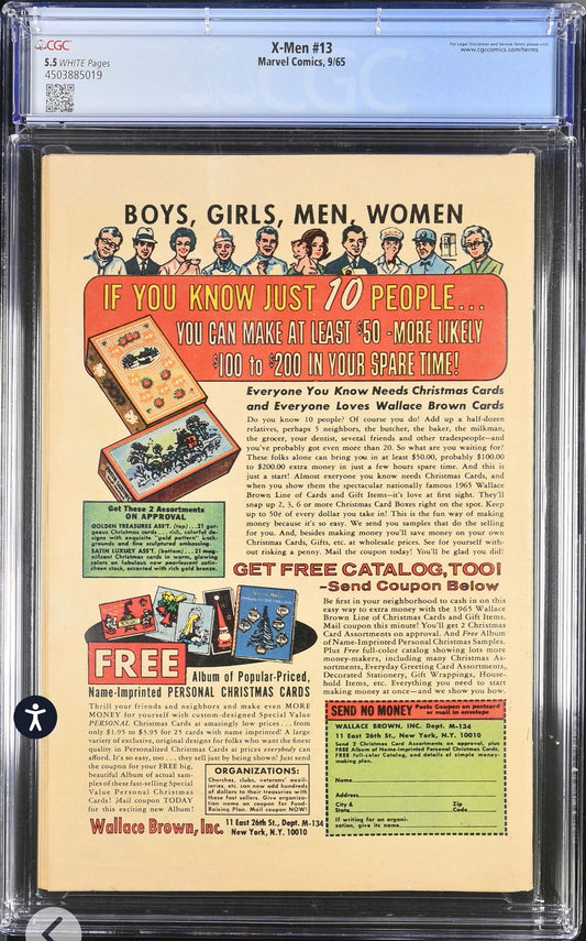 X-Men #13 (Marvel, 1965) CGC 5.5 2nd App Of Juggernaut (White pages)