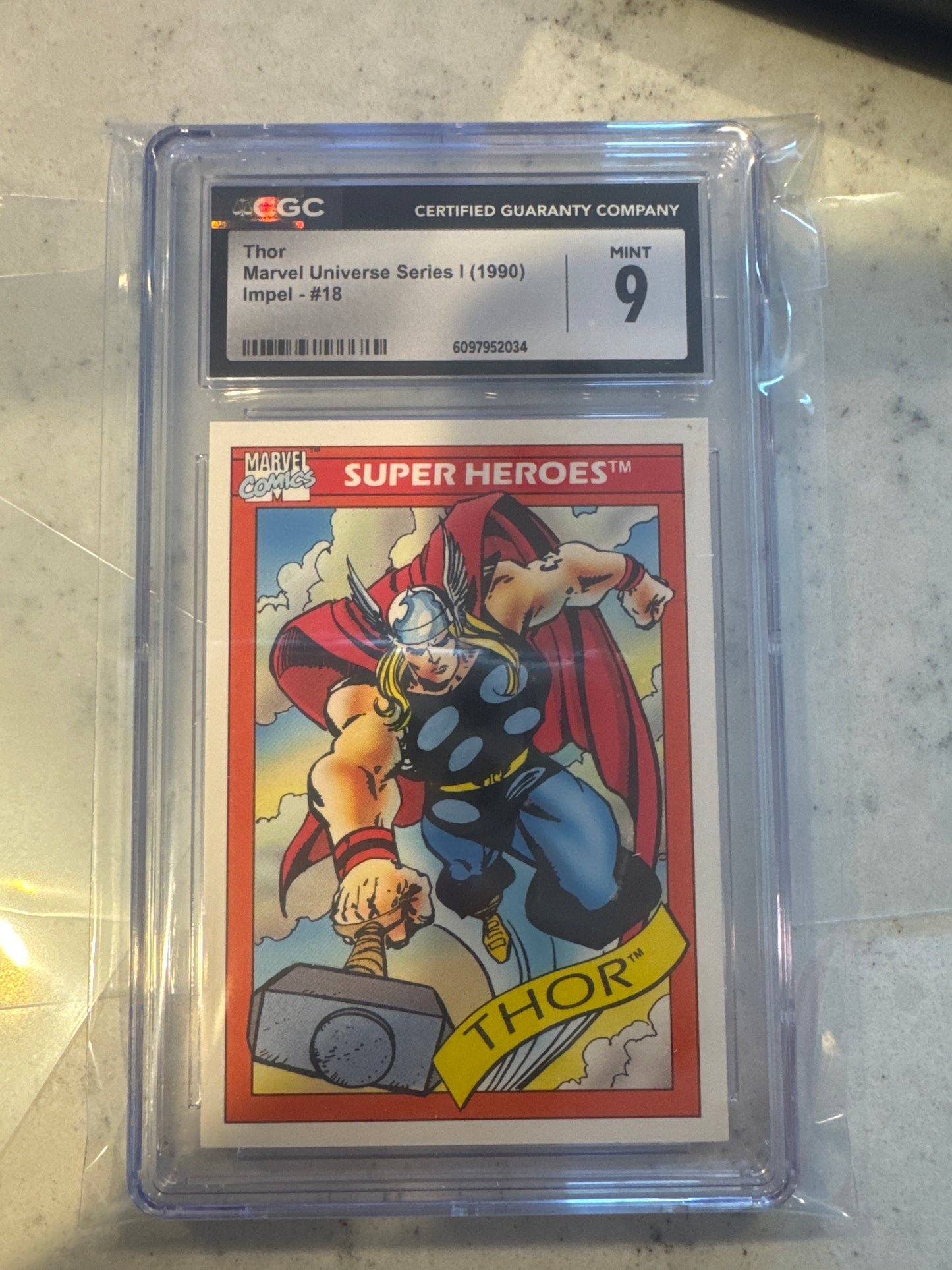 Thor CGC 9 (Mint) Marvel Universe Series I (1990) Impel #18 CGC CARDS