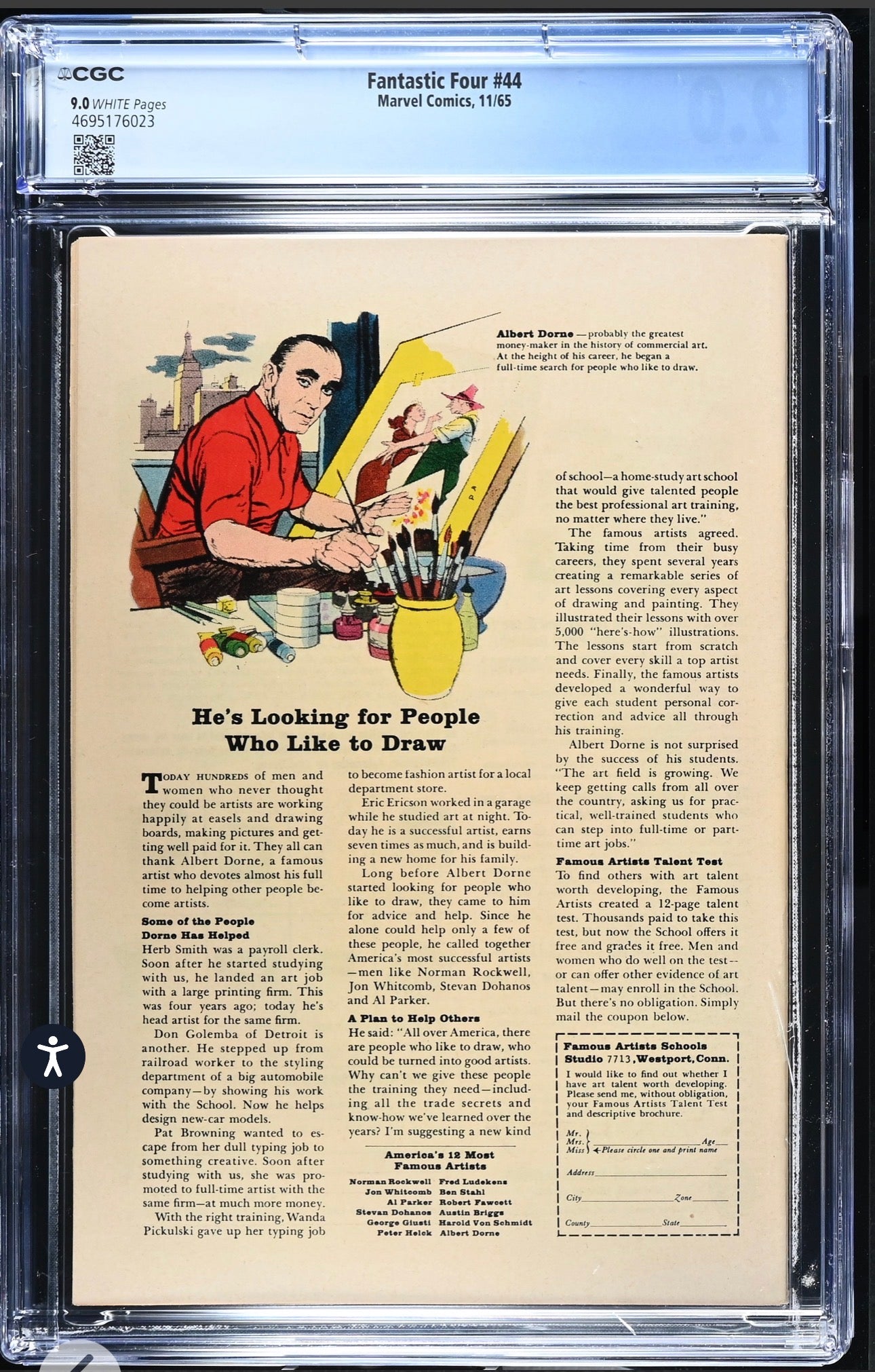 Fantastic Four #44 CGC 9.0 (Marvel, 1965) Rare White Pages 1st App Of Gorgon