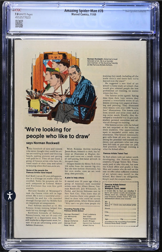 Amazing Spider-Man #78 CGC 7.0 Marvel,1969 Origin and 1st appearance of