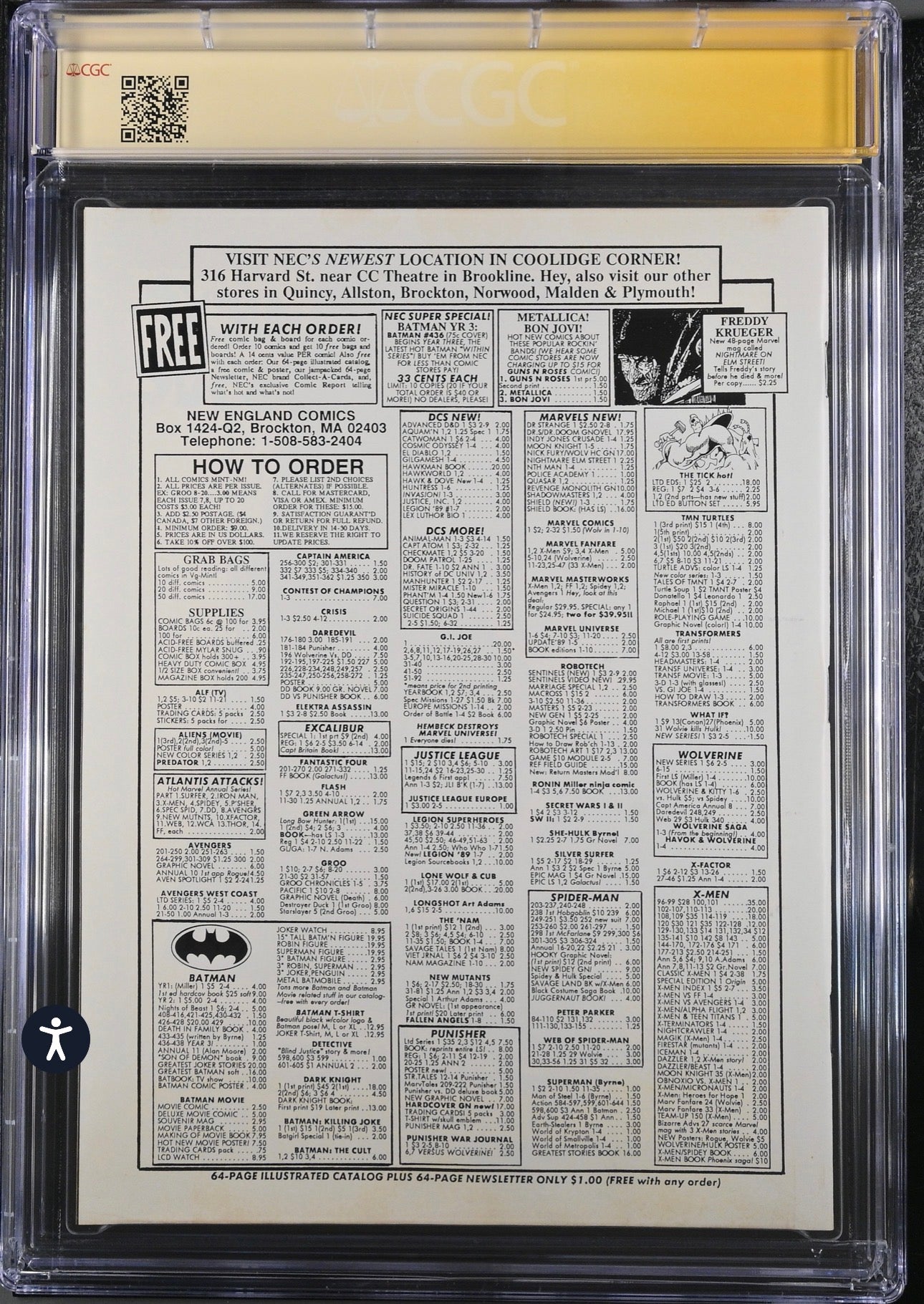 Freddy Kruegers A Nightmare on Elm Street #1 CGC SS 8.5 (Marvel, 1989 Newsstand Edition) Signed By Robert Englund and wrote “Sweet Dreamz, Freddy K”