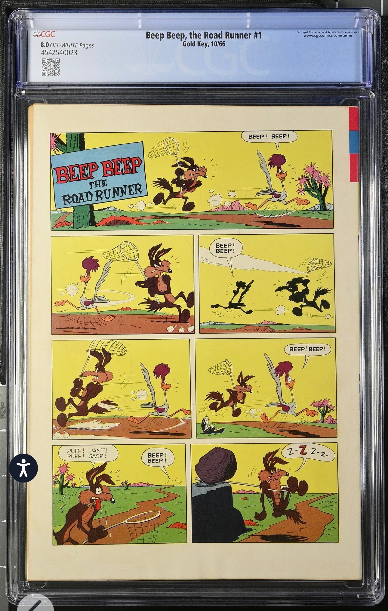 Beep Beep, ROAD RUNNER #1 CGC 8.0 (Gold Key Looney Tunes 1966 Wile E. Coyote)