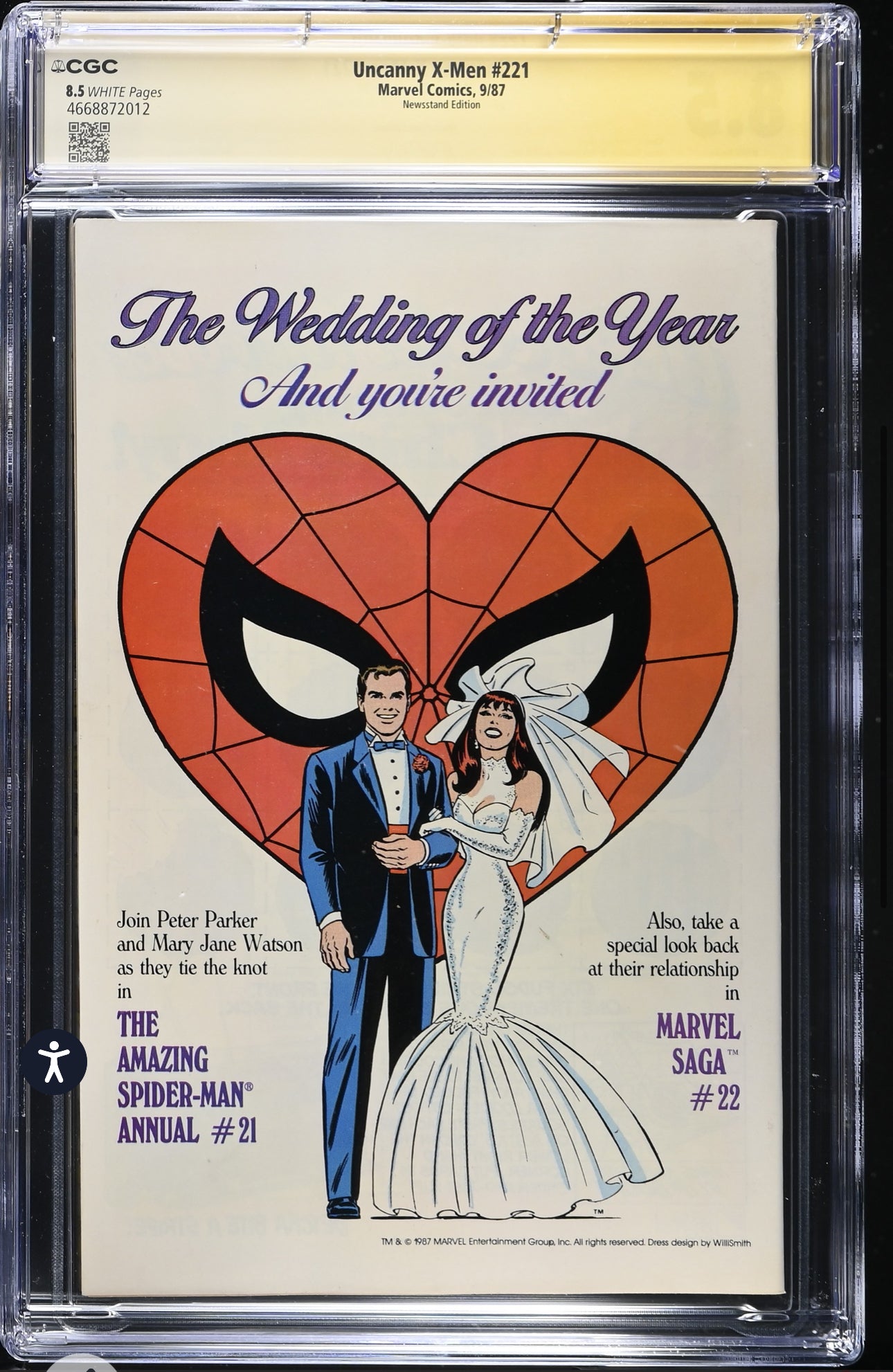 Uncanny X-MEN #221 CGC SS 8.5 (Marvel 1987, Newsstand) Signed By Chris Claremont