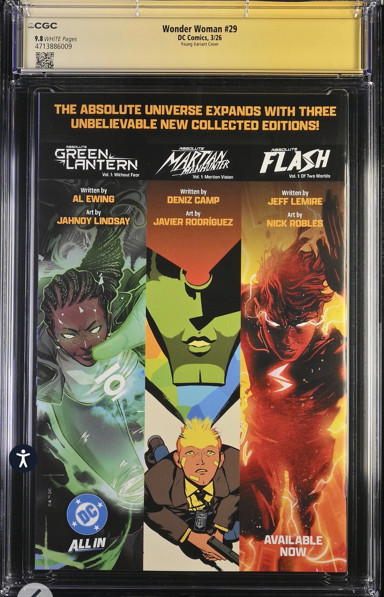 Wonder Woman #29 CGC SS 9.8 (DC, 2026) Signed By Ethan Young (Variant Cover)