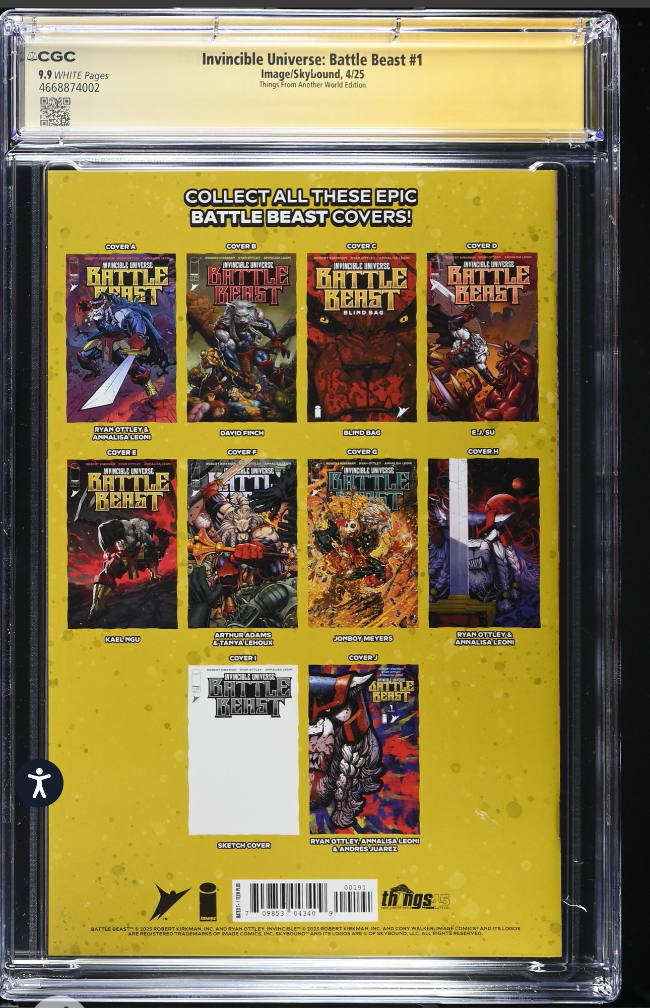 Invincible: Battle Beast #1 CGC SS 9.9 Signed By David Mack (Image, 2025)
