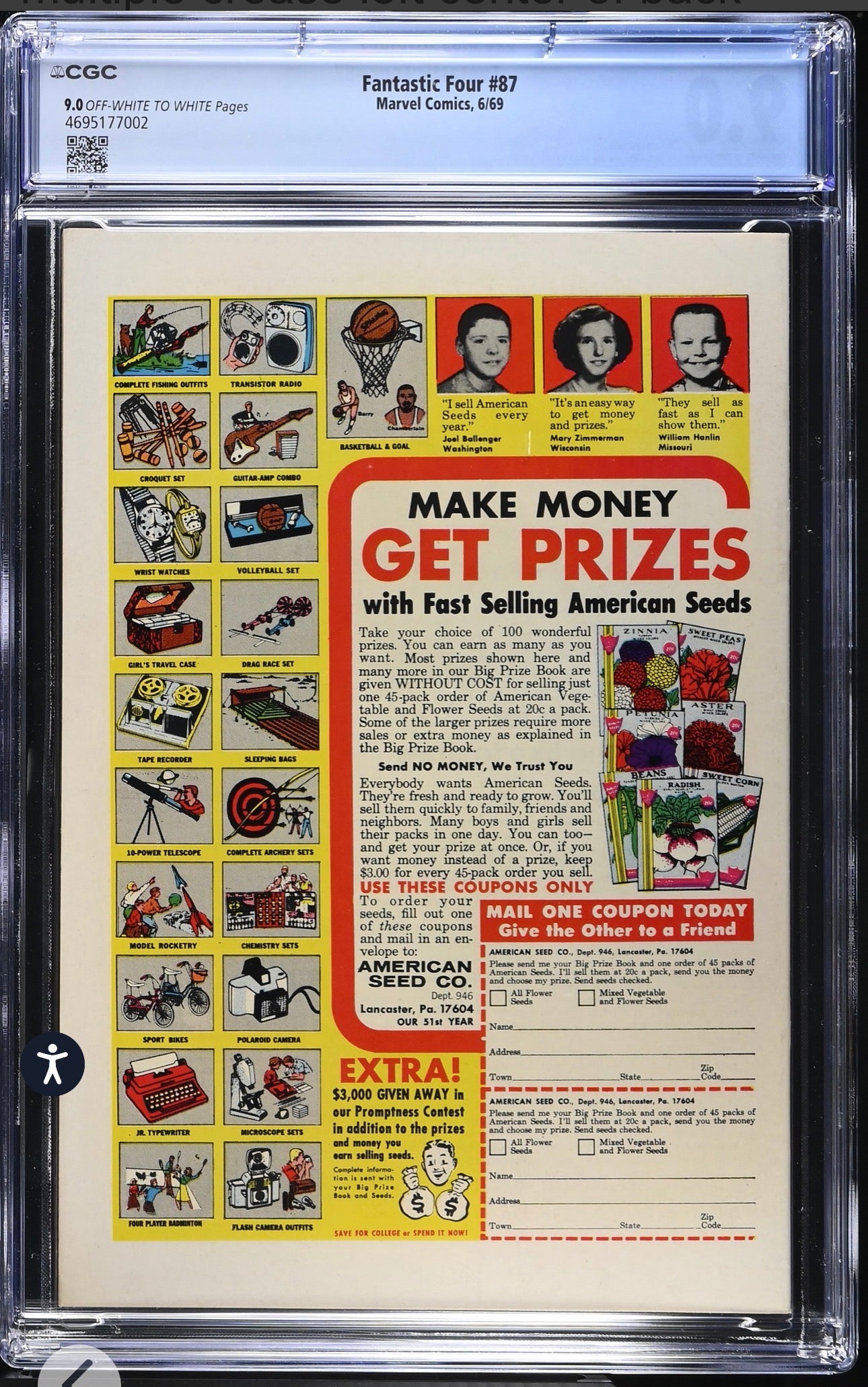 Fantastic Four #87 CGC 9.0 (Marvel, 1969) off white to white pages