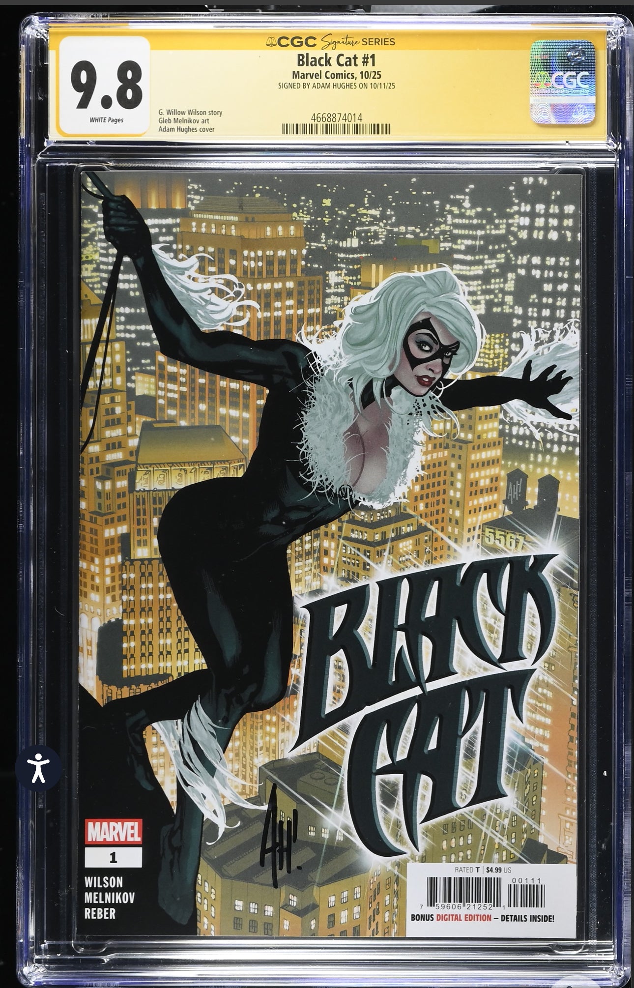 Black Cat #1 CGC SS 9.8 Signed By Adam Hughes (Marvel, 2025) – JJL