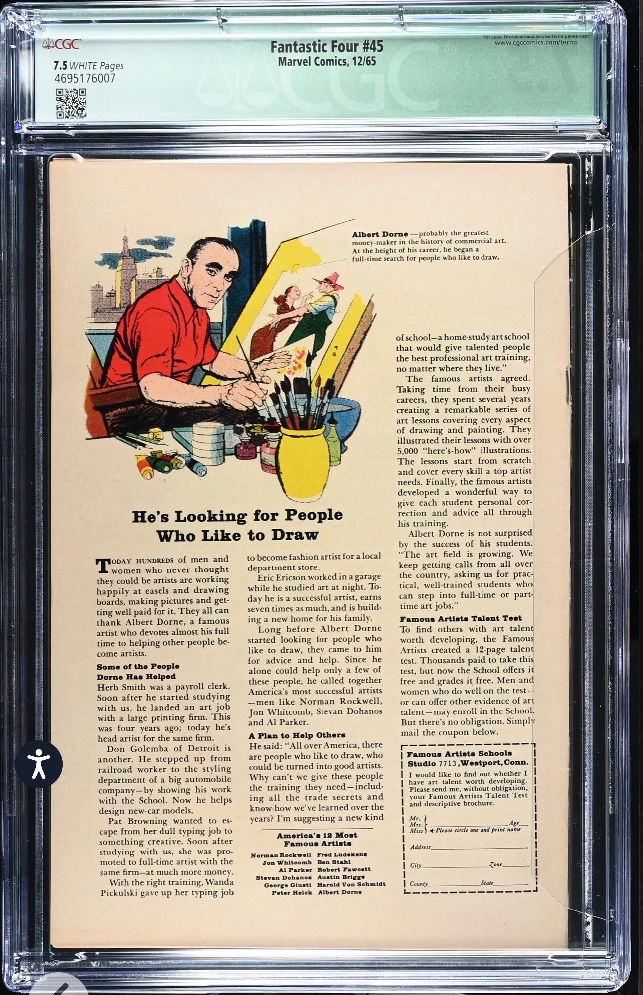 Fantastic Four #45 CGC 7.5 (Qualified) Marvel 1965 1st App Lockjaw & Inhumans