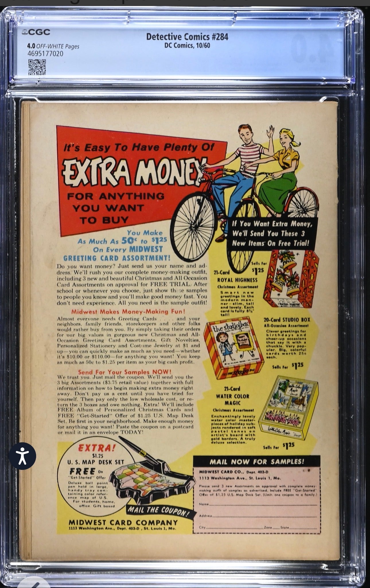 Detective Comics #284 CGC 4.0 (DC, 1960) The Negative Batman