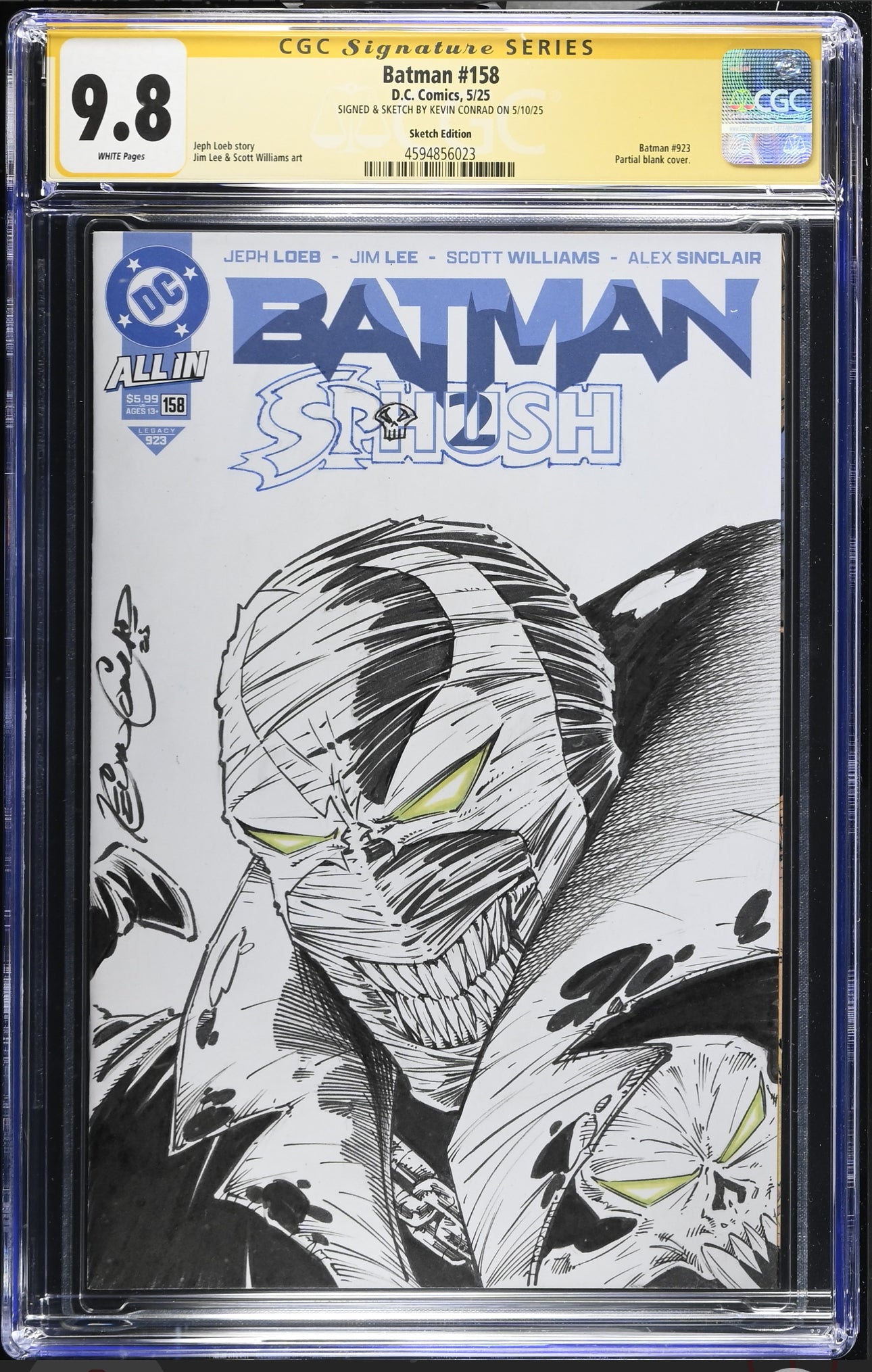Batman #158 CGC SS 9.8 (Sketch Cover) Spawn/Hush Original Sketch By Kevin Conrad (Sphush!!!)