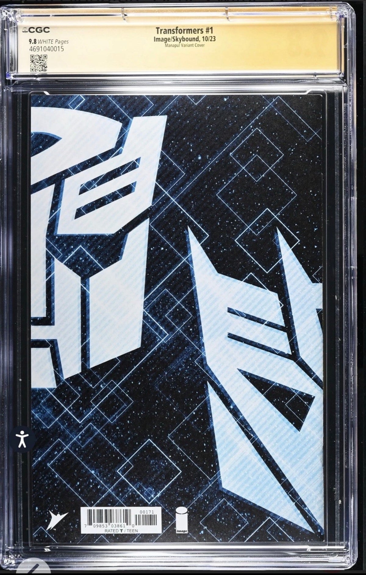 Transformers #1 CGC SS 9.8 Signed By Peter Cullen (Image/Skybound 1:50 Variant) 2023