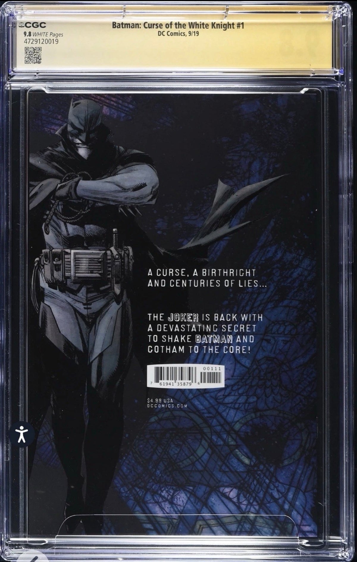 BATMAN: CURSE OF THE WHITE KNIGHT #1 CGC SS 9.8 Signed & Sketch By Sean Murphy (DC, 2019)
