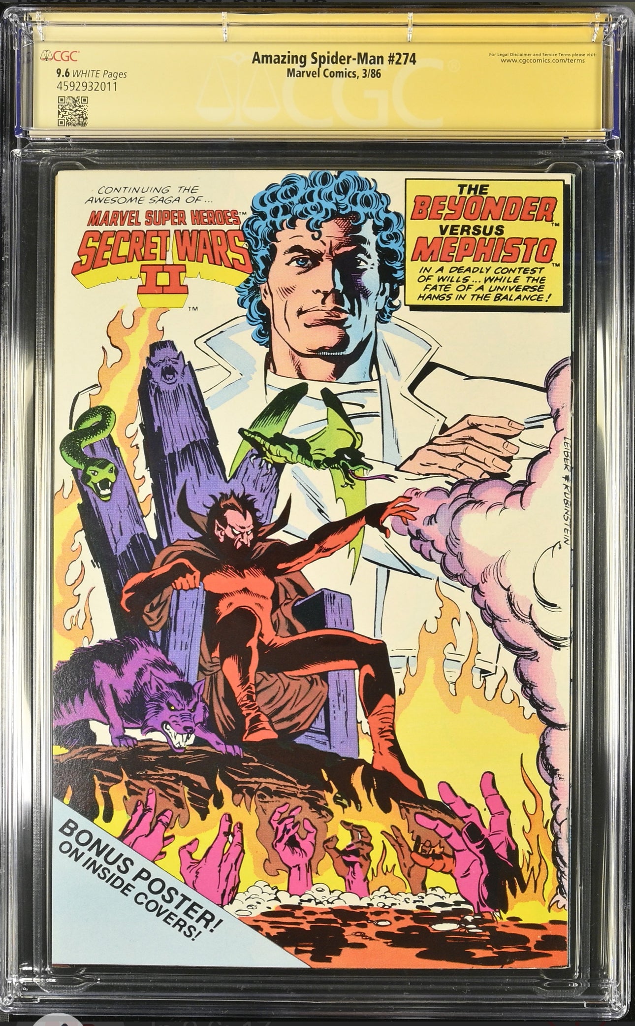 AMAZING SPIDER-MAN #274 CGC SS 9.6 (Marvel, 1986) Signed By Larry Lieber (RARE)