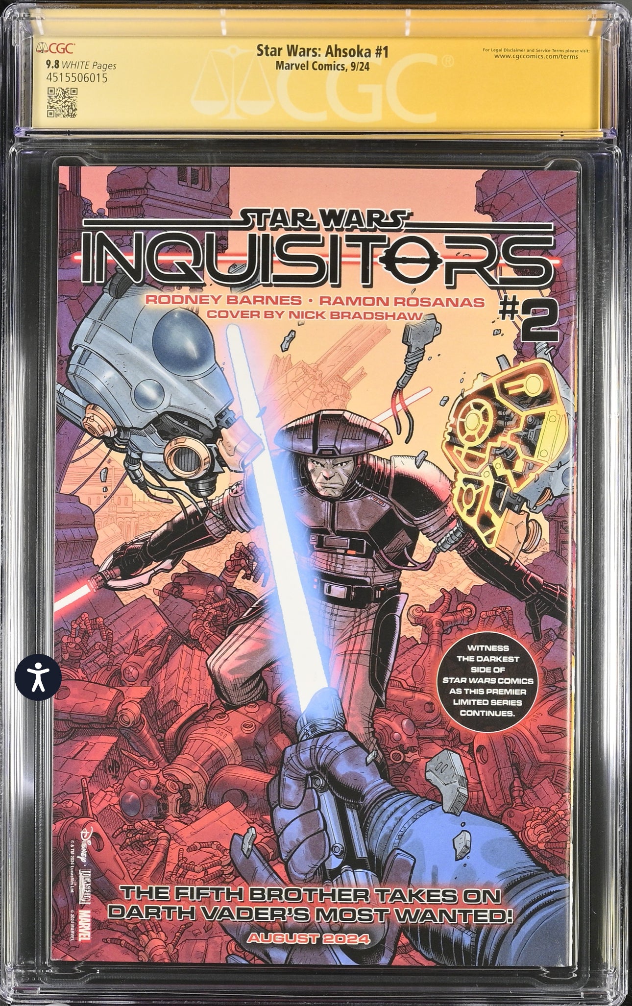 Star Wars: Ahsoka #1 CGC SS 9.8 (Marvel, 2024) Signed By Rodney Barnes & David Nakayama