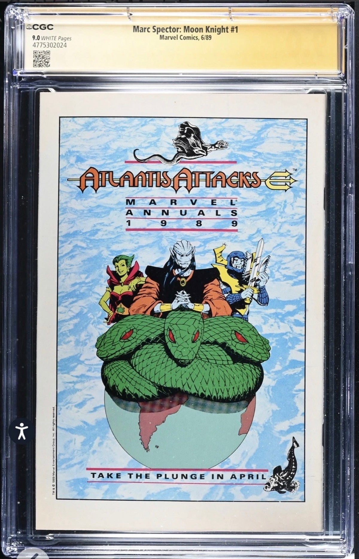 Marc Spector: Moon Knight #1 CGC SS 9.0 Signed By Sal Velluto (Marvel, 1989)