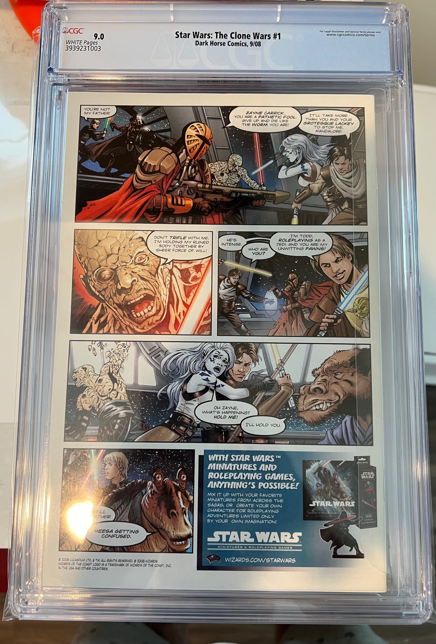 Star Wars: The Clone Wars #1 CGC 9.0 (Dark Horse Comics, 2008) 1st Ahsoka Tan in Comics