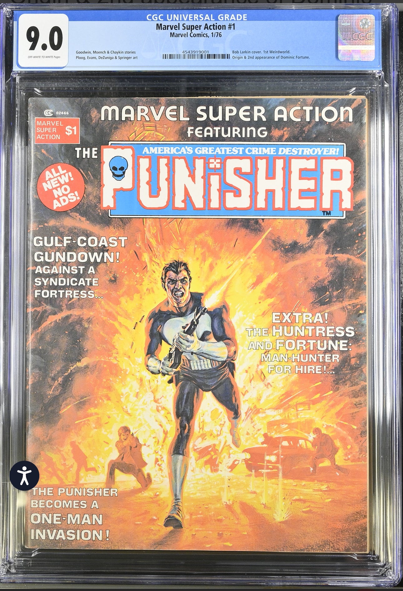 Marvel Super Action #1 CGC 9.0 (Marvel, 1976) Early Punisher 2nd App Dominic Fortune