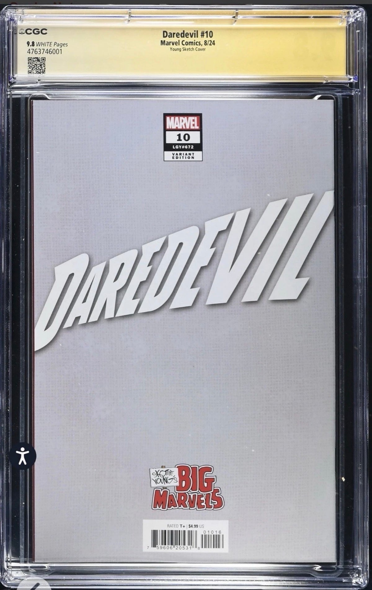 DAREDEVIL #10 CGC SS 9.8 Signed By Skottie Young (2024, 1:50 Virgin Variant) Marvel