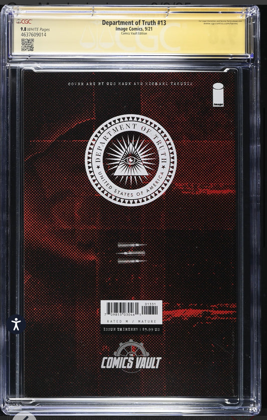 Department of Truth #13 CGC SS 9.8 (Image, 2021) Signed & Sketched by Gus Mauk