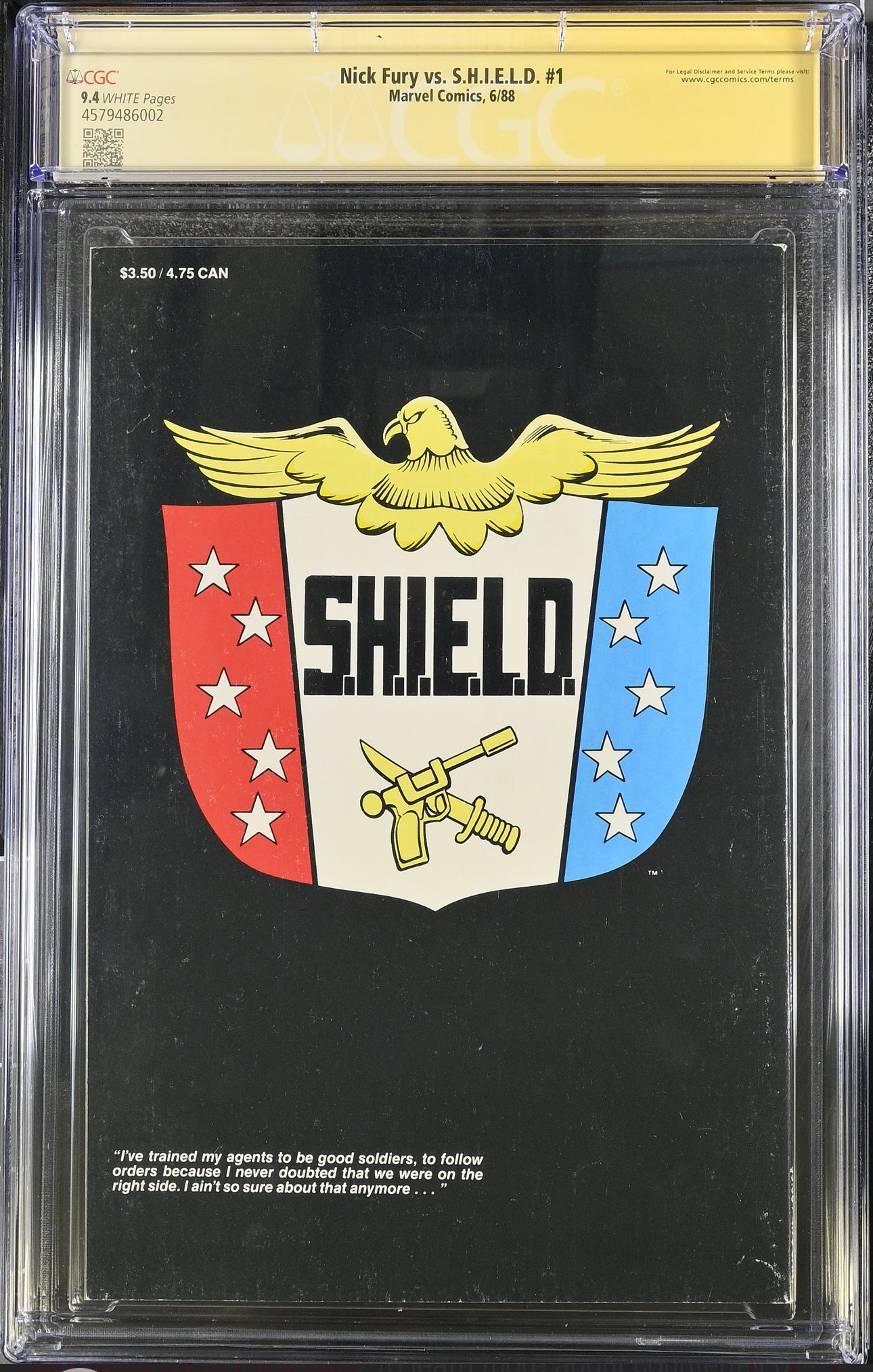 Nick Fury vs. SHIELD #1 CGC SS 9.4 (Marvel, 1988) Signed By Jim Steranko