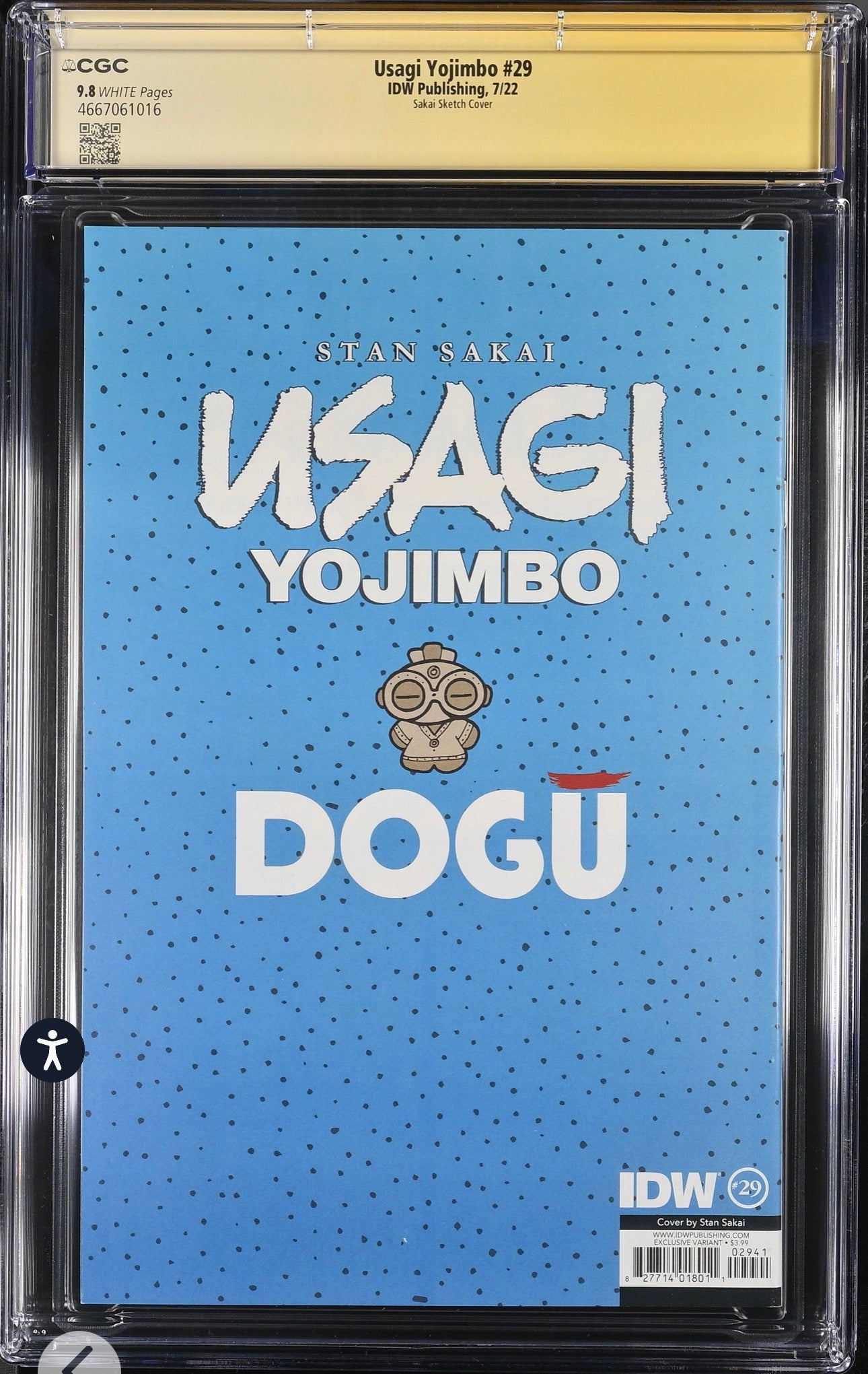 USAGI YOJIMBO #29 CGC SS 9.8 (IDW, 2022) Signed By Stan Sakai (Virgin SDCC Sketch Edition)