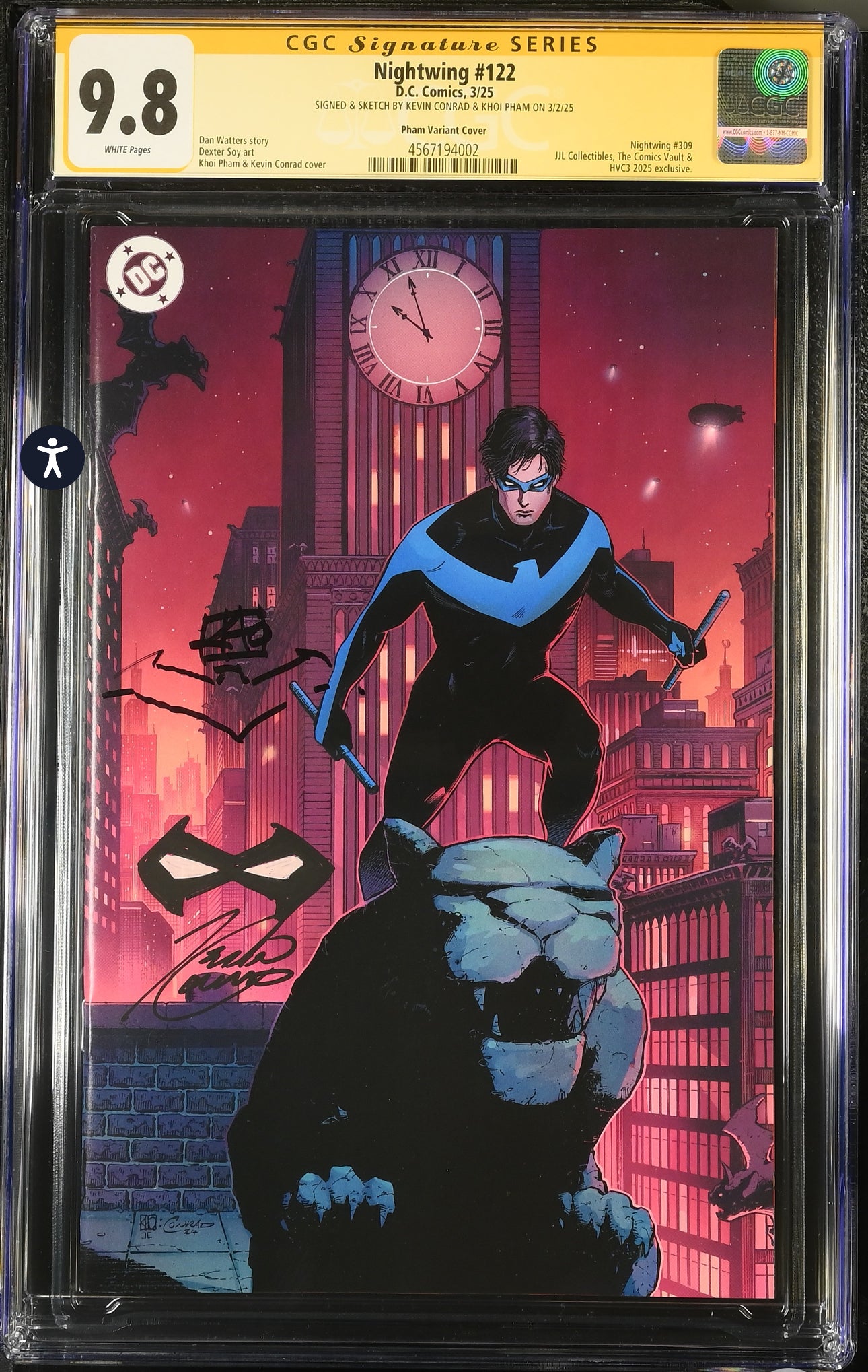 Nightwing #122 CGC SS 9.8 (DC Comics, 2025) Variant Signed/sketch By Khoi Pham & Kevin Conrad
