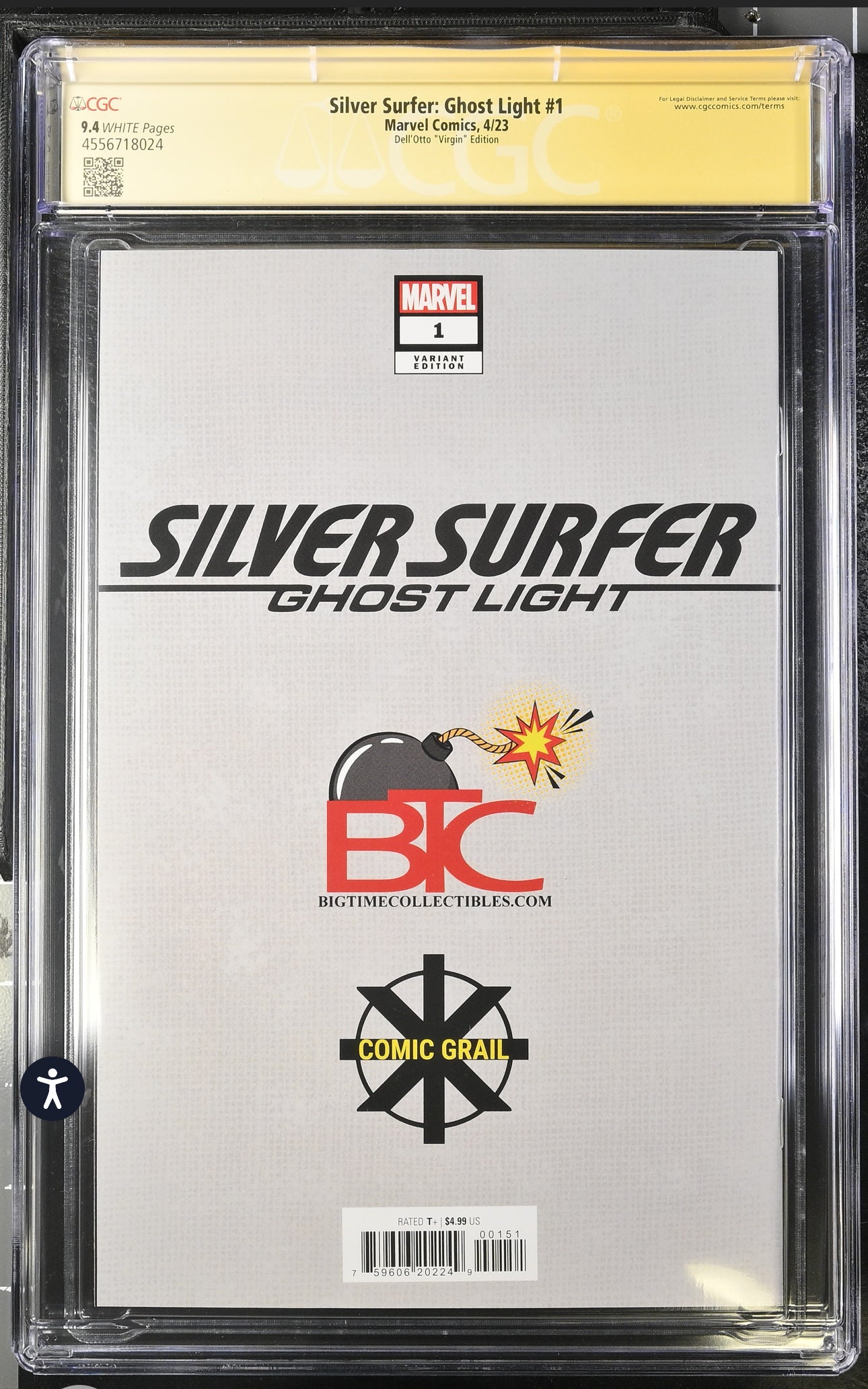 SILVER SURFER GHOST LIGHT # 1 CGC SS 9.4 (Marvel, 2023) Virgin Variant Cover Signed By Gabriele Dell’Otto