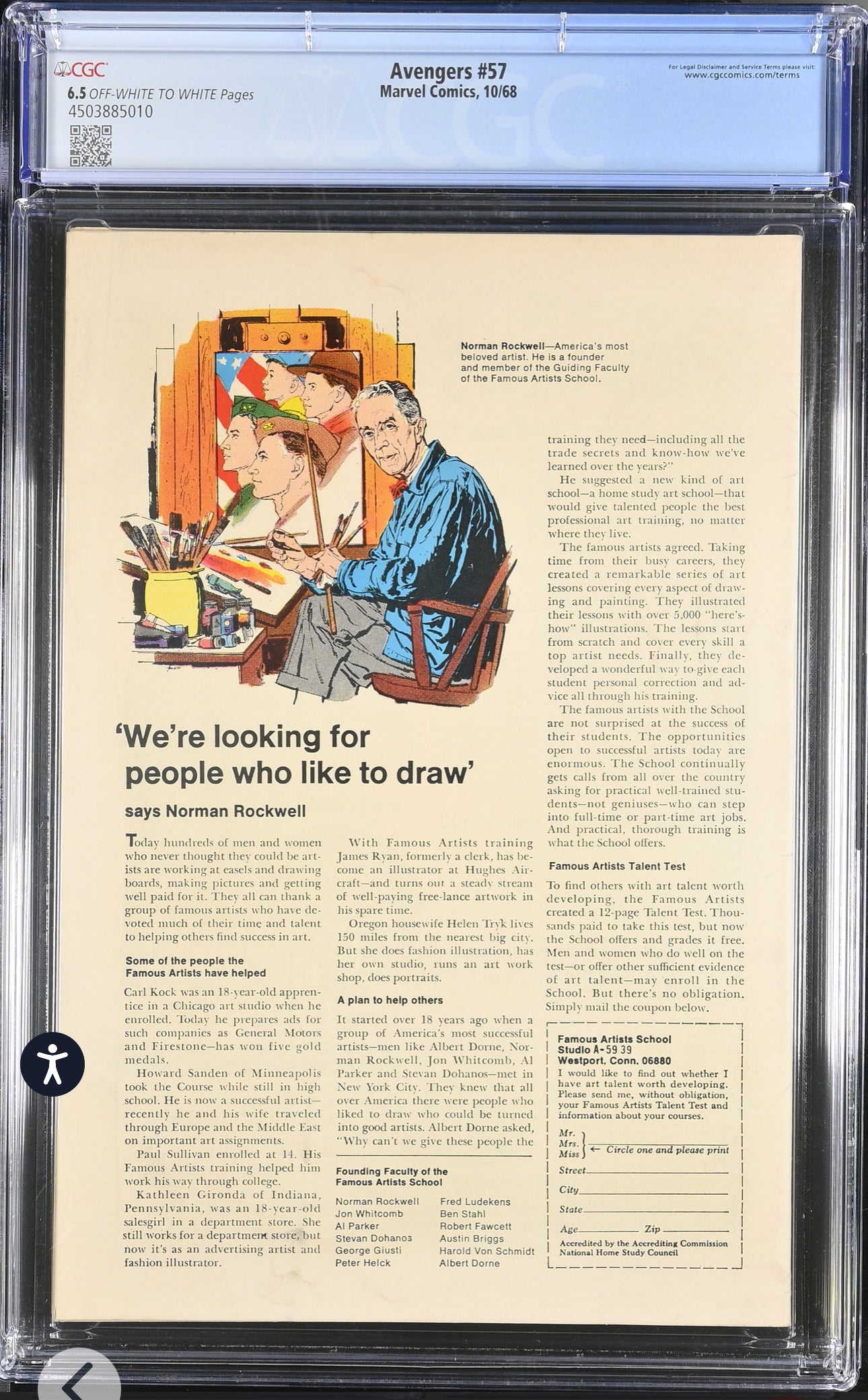 Avengers #57 CGC 6.5 (Marvel, 1968) 1st Appearance of Silver Age Vision