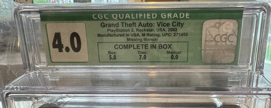 Grand Theft Auto: Vice City CGC 4.0 Qualified (Missing Manual) 2002, Rockstar PS2 Video Game