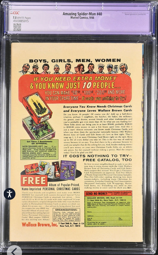 Amazing Spider-Man #40 CGC 7.5 Restored (Marvel, 1966) Origin Of Green Goblin