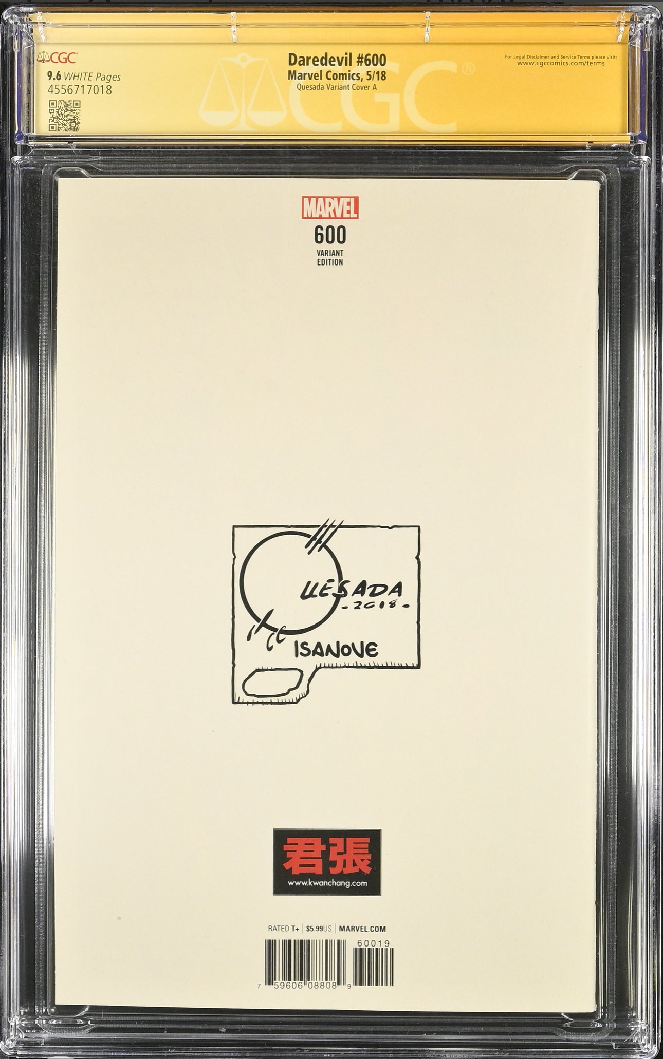 DAREDEVIL #600 CGC SS 9.6 (Marvel, 2018)Signed By Joe Quesada & Charles Soule (Quesada Variant)