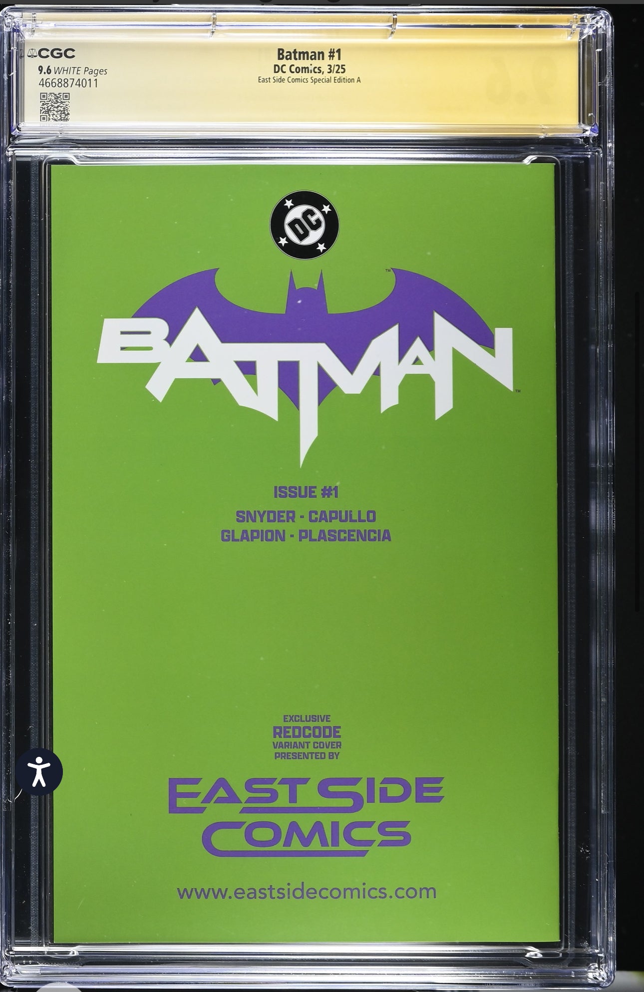 BATMAN #1 CGC SS 9.6 (DC COMICS, 2025) REDCODE AKIRA JOKER HOMAGE 3x Signed By Greg Capullo, Scott Snyder, Jonathan Glapion (Reprint of 2011 Series)