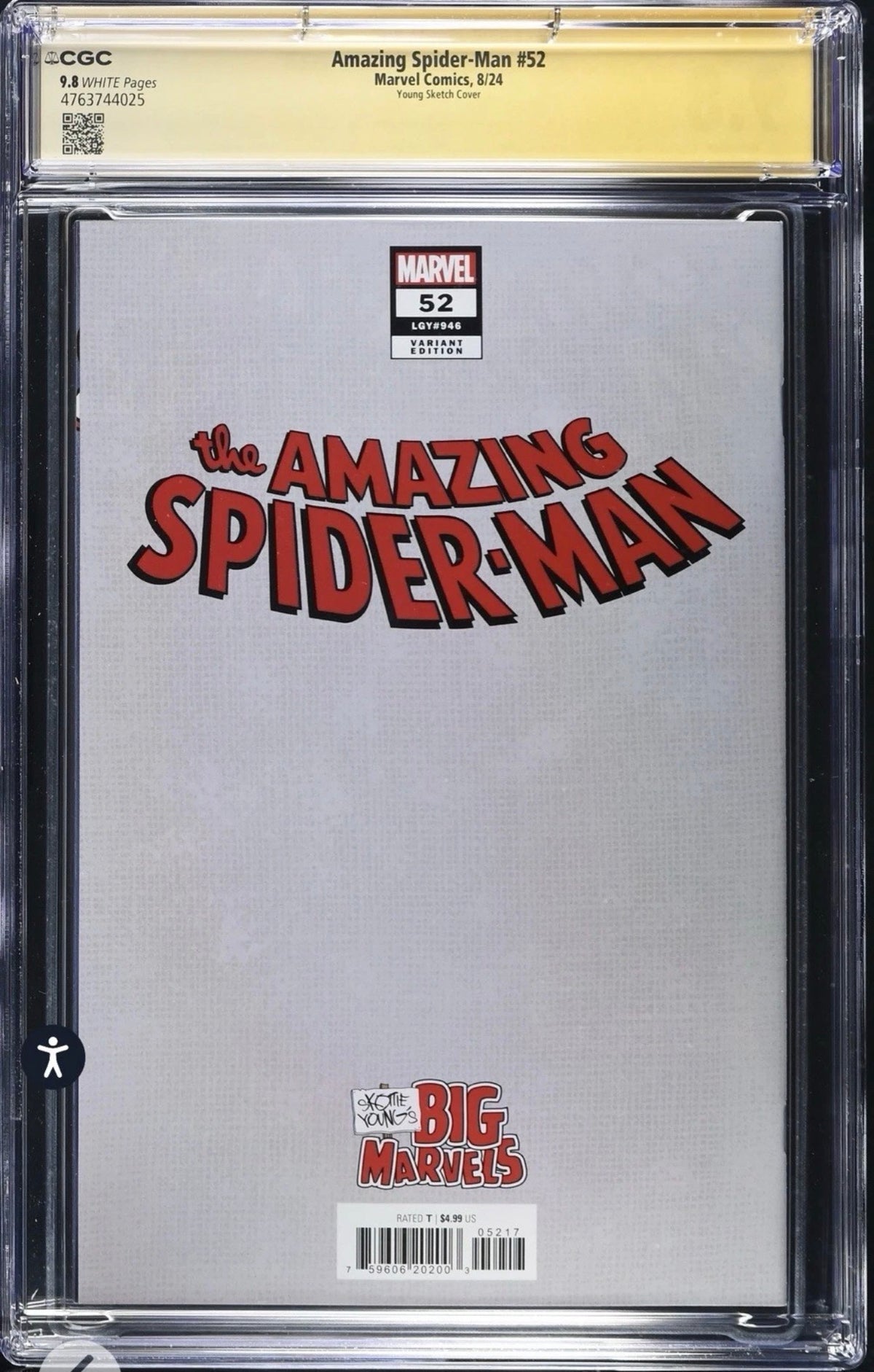 AMAZING SPIDER-MAN #52 CGC SS 9.8 Signed By SKOTTIE YOUNG 1:50 VIRGIN SKETCH