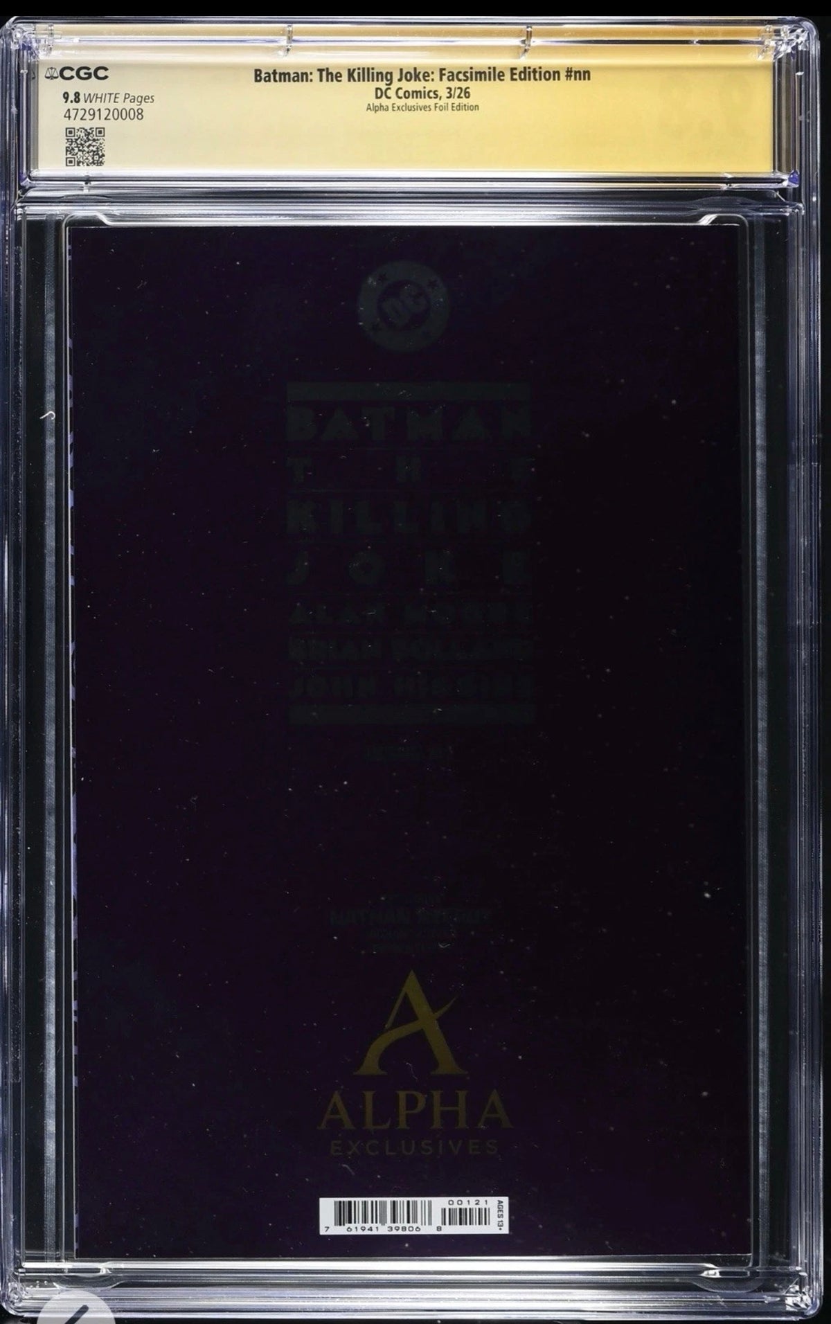 Batman The Killing Joke Facsimile #nn CGC SS 9.8 Signed By Nathan Szerdy Foil Variant ( DC, 2025)