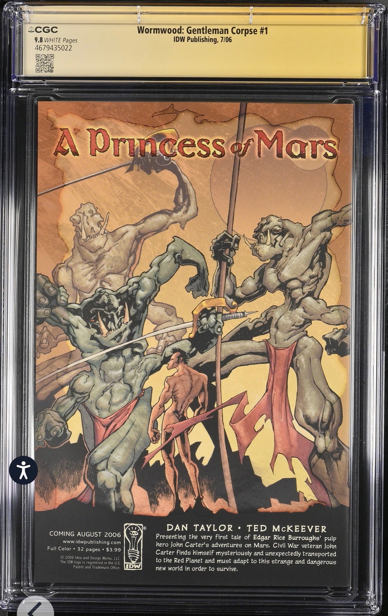 WORMWOOD: GENTLEMAN CORPSE #1 CGC SS 9.8 (IDW, 2006) Signed & Sketch By Templesmith