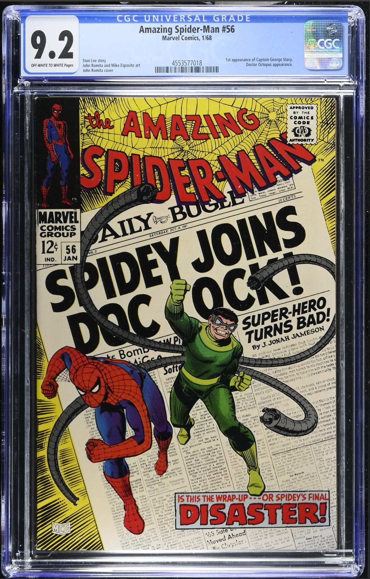 AMAZING SPIDER-MAN #56 CGC 9.2 (Marvel, 1968) 1st Appearance Of Captain Stacy