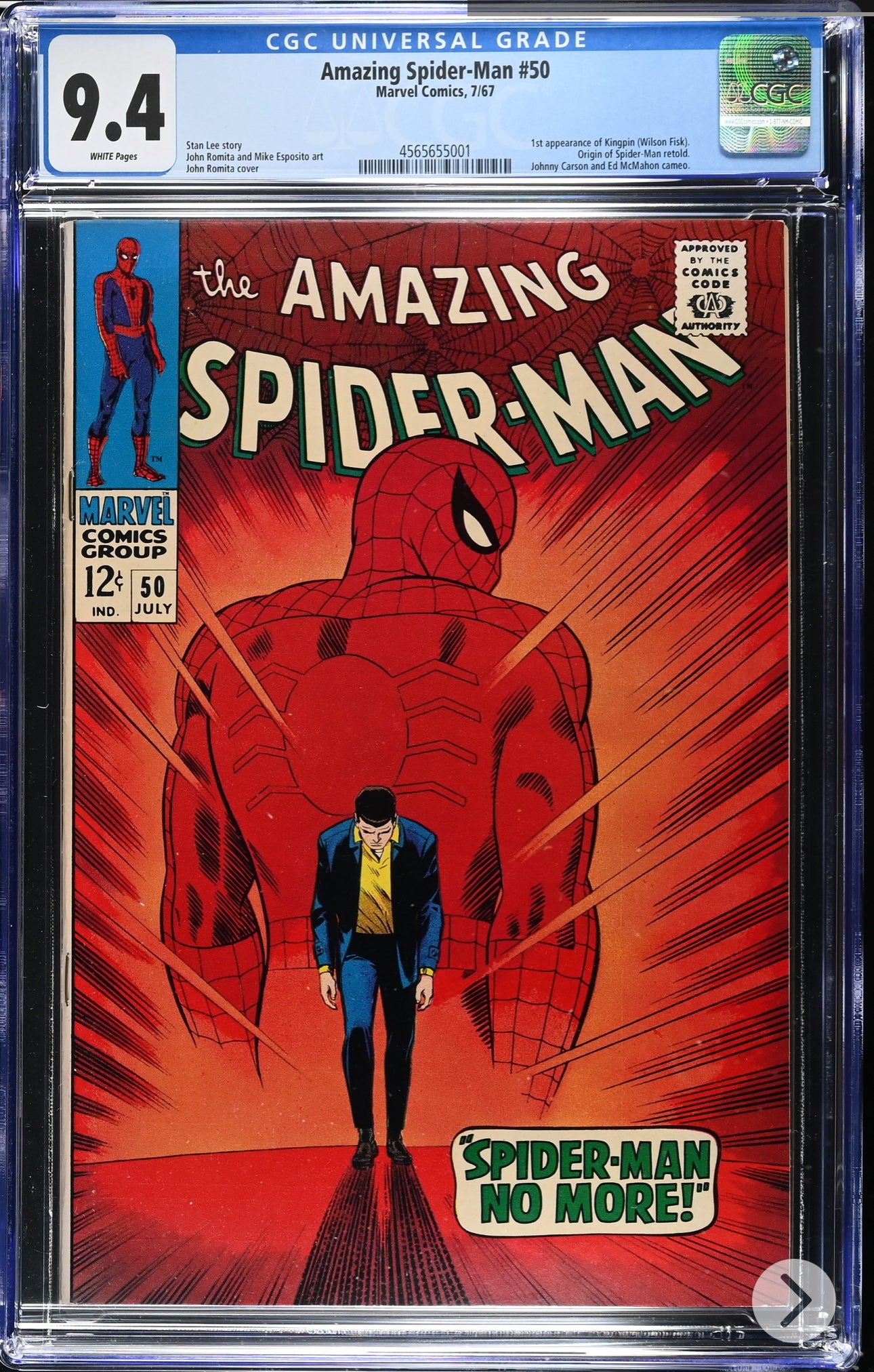 Amazing Spider-Man #50 CGC 9.4 (Marvel, 1967) WHITE PAGES!!! Super Rare
