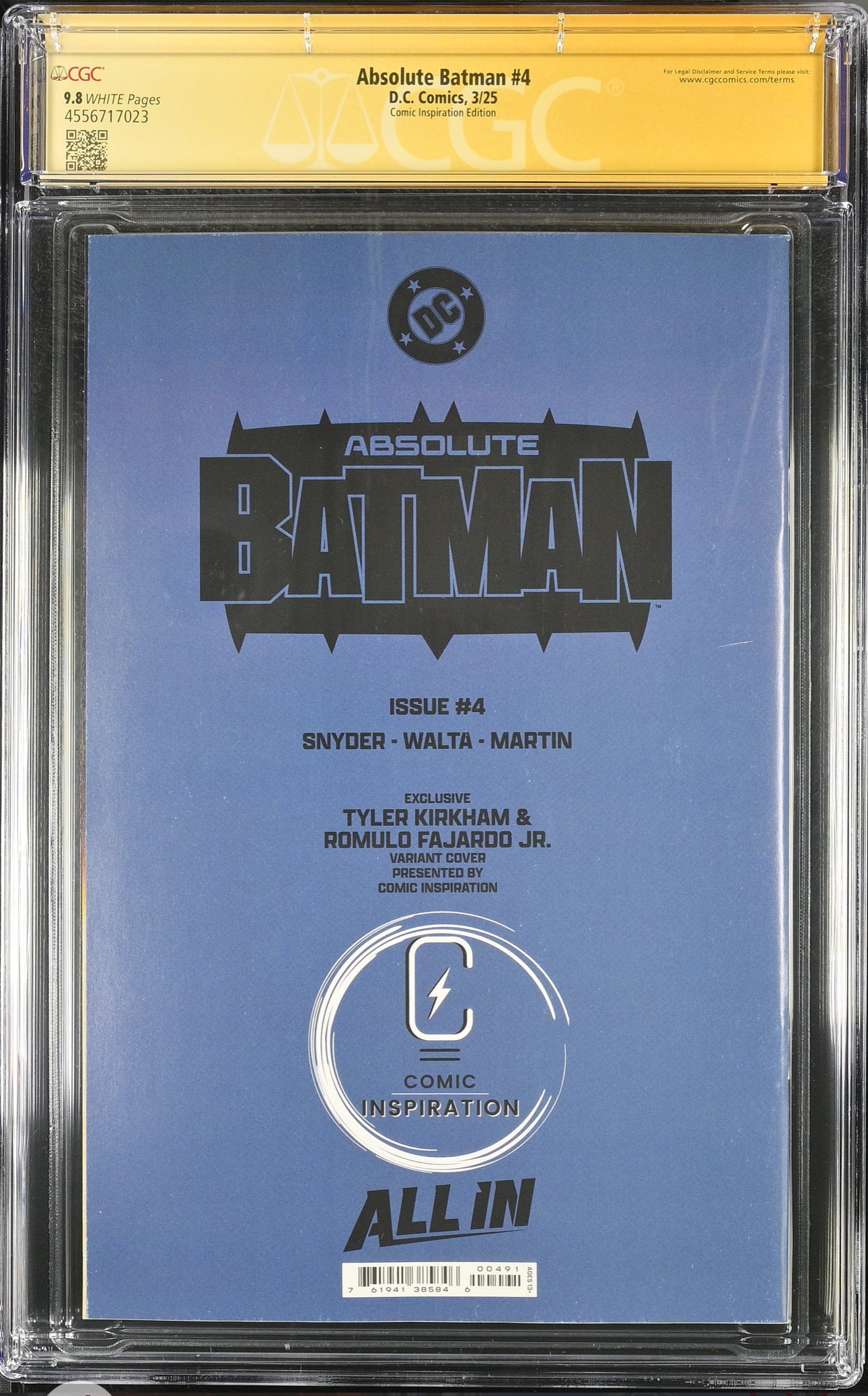ABSOLUTE BATMAN #4 CGC SS 9.8 (DC 2025, Megacon Variant) Signed By Tyler Kirkham & Scott Snyder