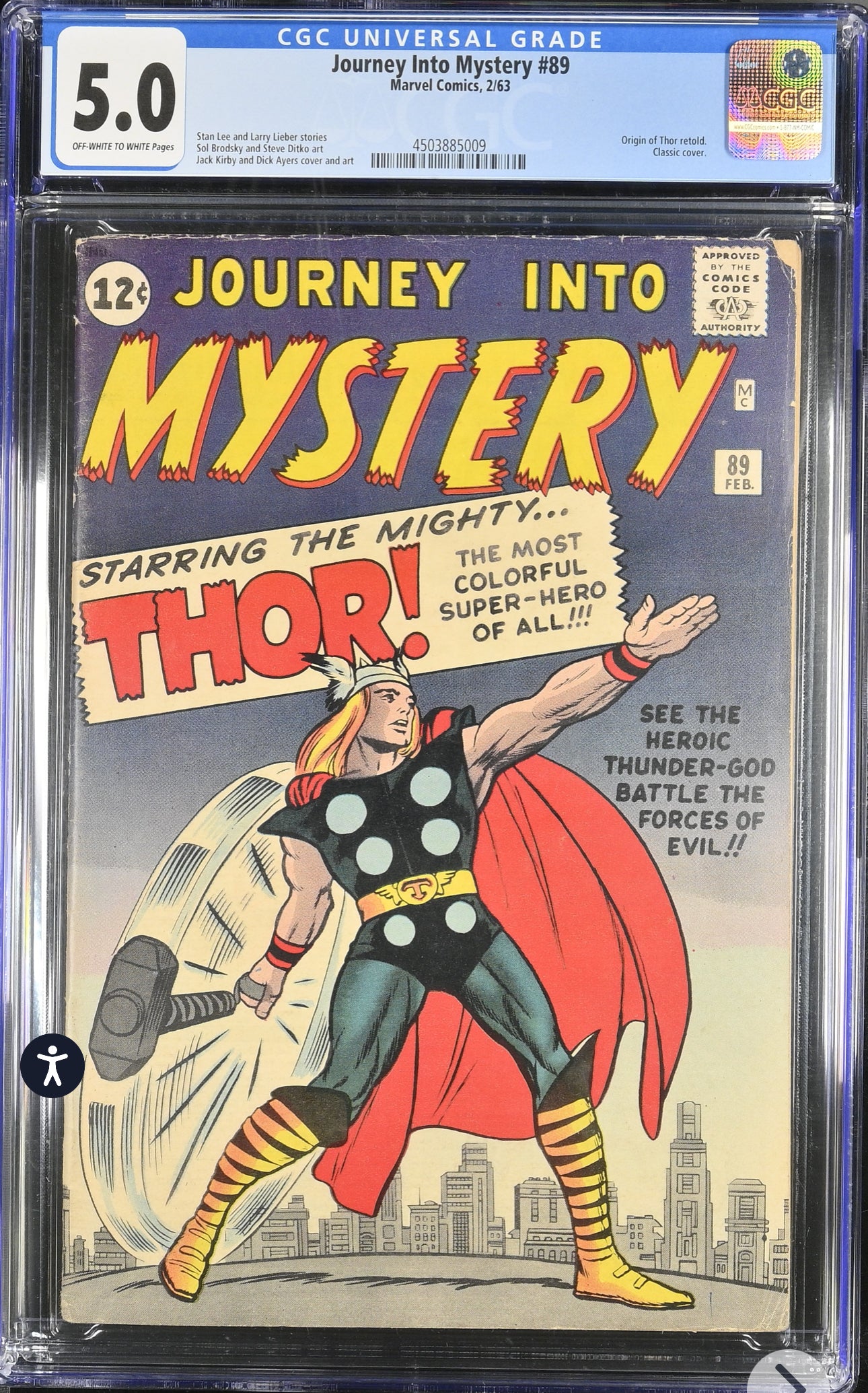 Journey into Mystery #89 CGC 5.0 (Marvel, 1963) Origin of Thor retold