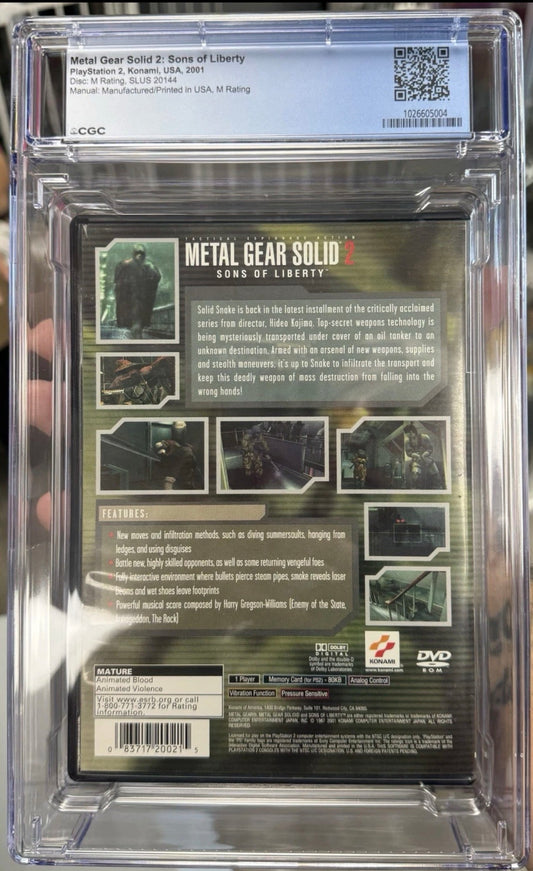 Metal Gear Solid 2: Sons of Liberty CGC 9.0 PS2 , 2001 Box 8.5 Disc 9.6 Man 9.4 (Video Game)