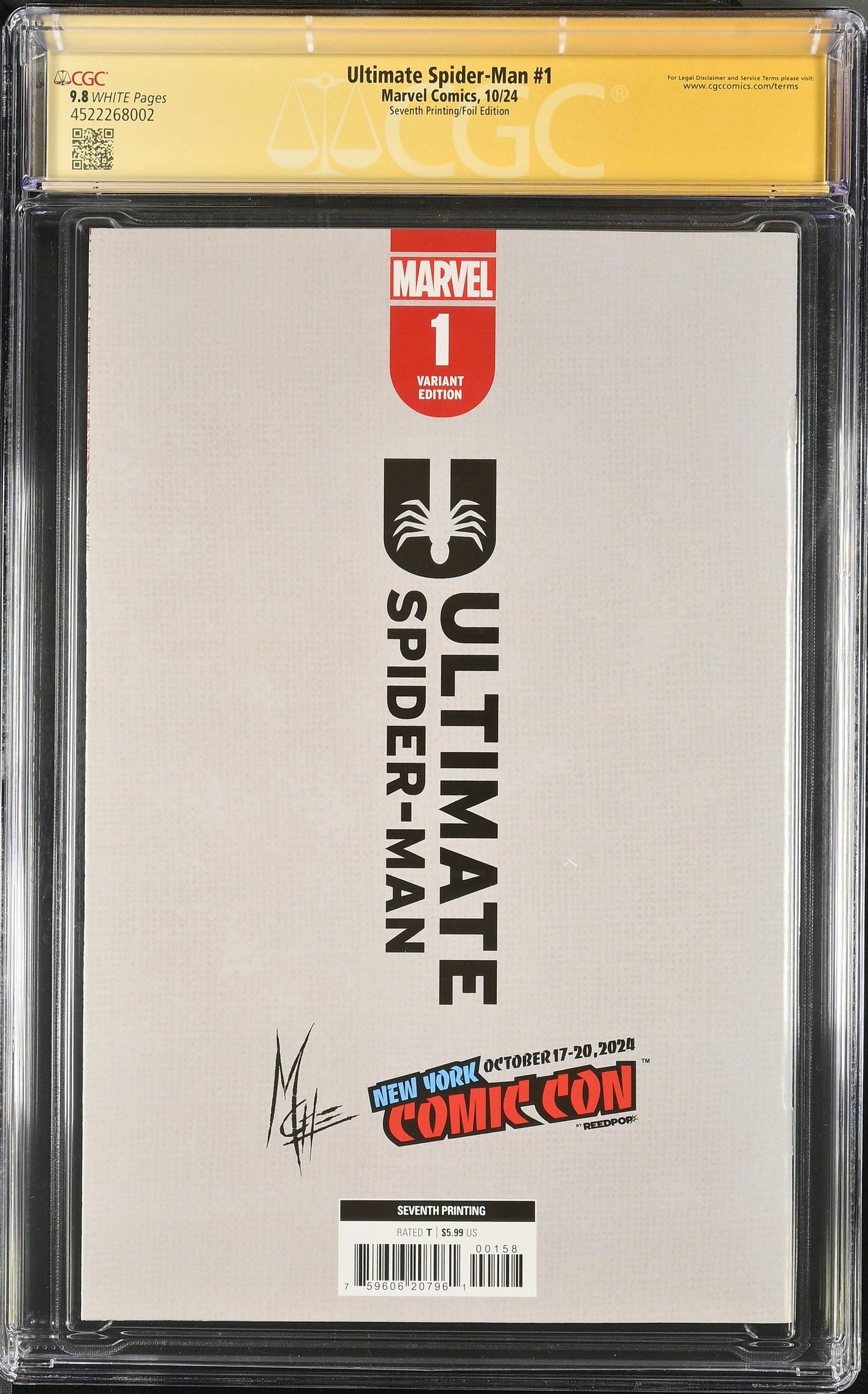 ULTIMATE SPIDER-MAN #1 CGC SS 9.8 NYCC FOIL VARIANT SIGNED By Marco Checchetto
