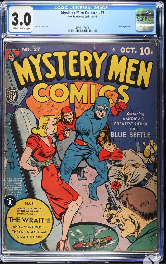 Mystery Men Comics #27 CGC 3.0 (Fox, 1941) Blue Beetle (Golden Age)